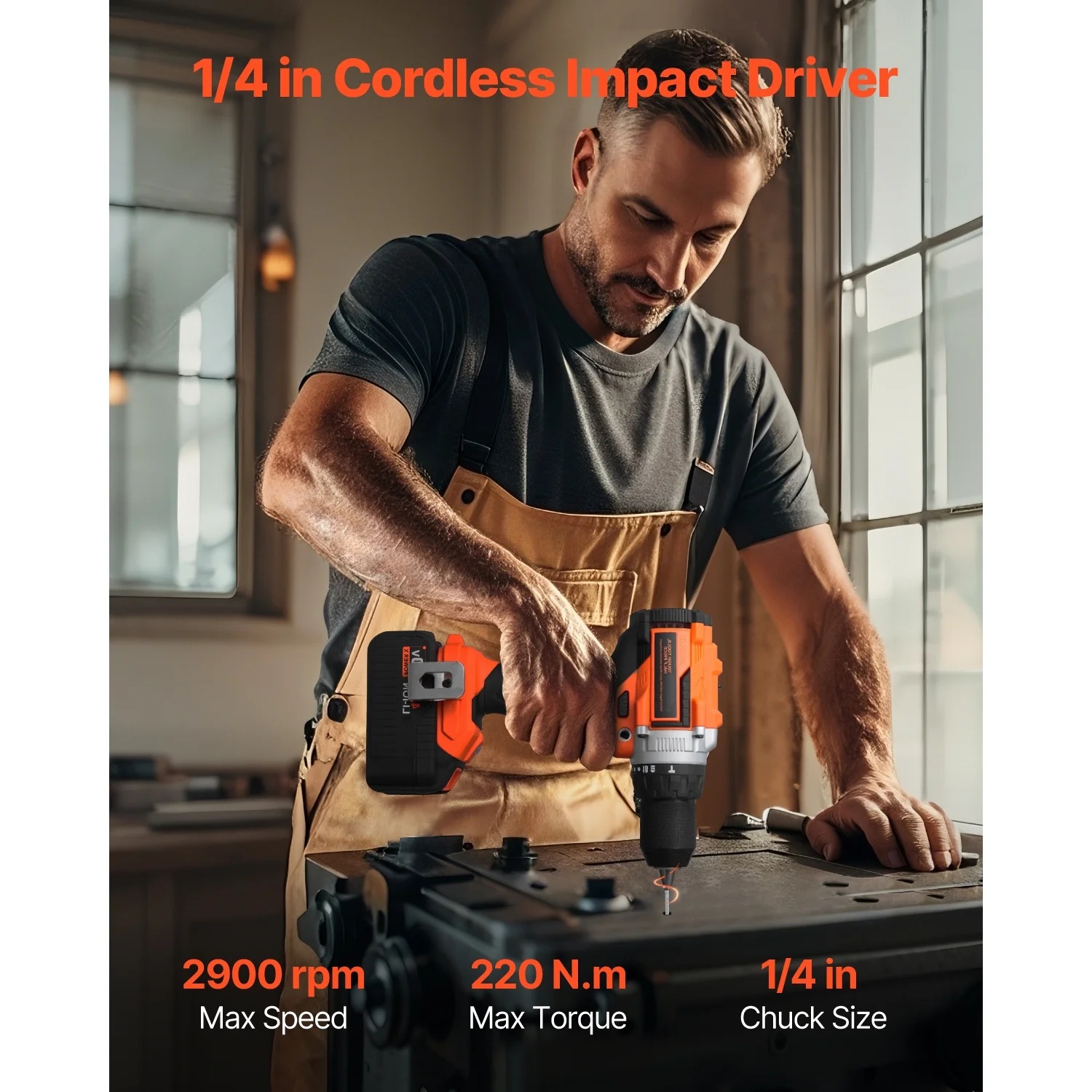 KFFKFF Instrument Set, Cordless 20V Maximum 2-Instrument Set, Incorporating 1/2 inch Impact Drill and 1/4 inch Impact Driver, Compact Wireless Power Instrument Set with 4.0 Ah Batteries, Bolts - Image 3