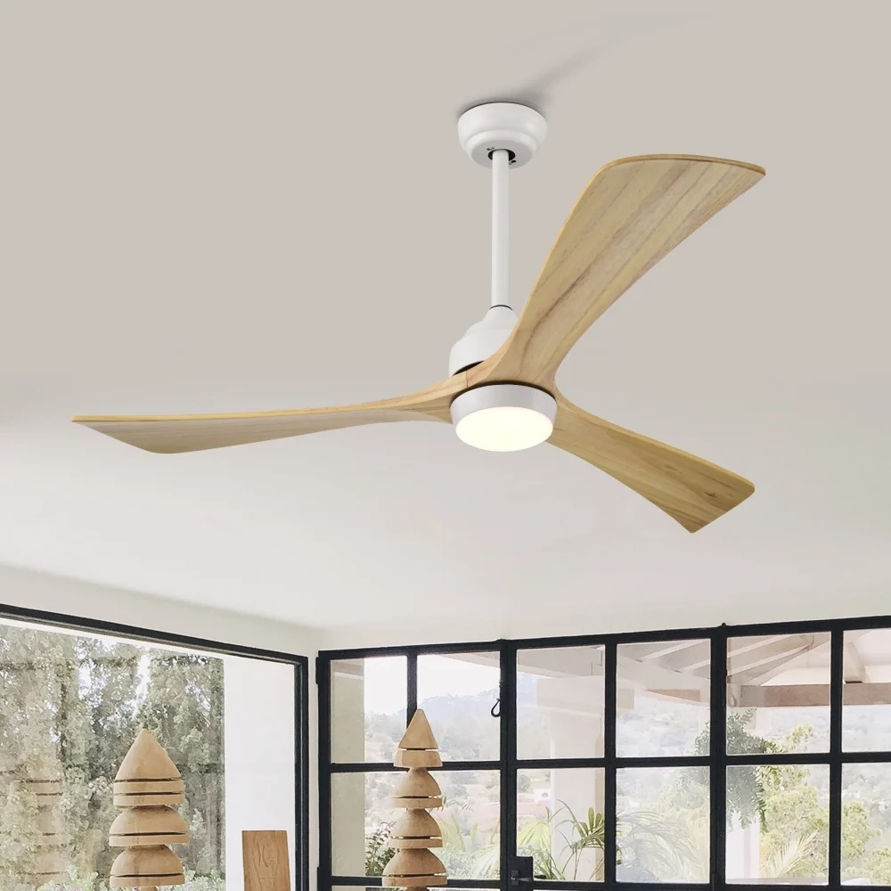 52" Ceiling Fan with Lights Remote Control,Quiet DC Motor 3 Blade Ceiling Fans 6 Speed Levels,Reversible Ceiling Fan, for Patio Living Room, Bedroom, Office,Indoor.(Matte Black +Black Walnut ) - Image 2