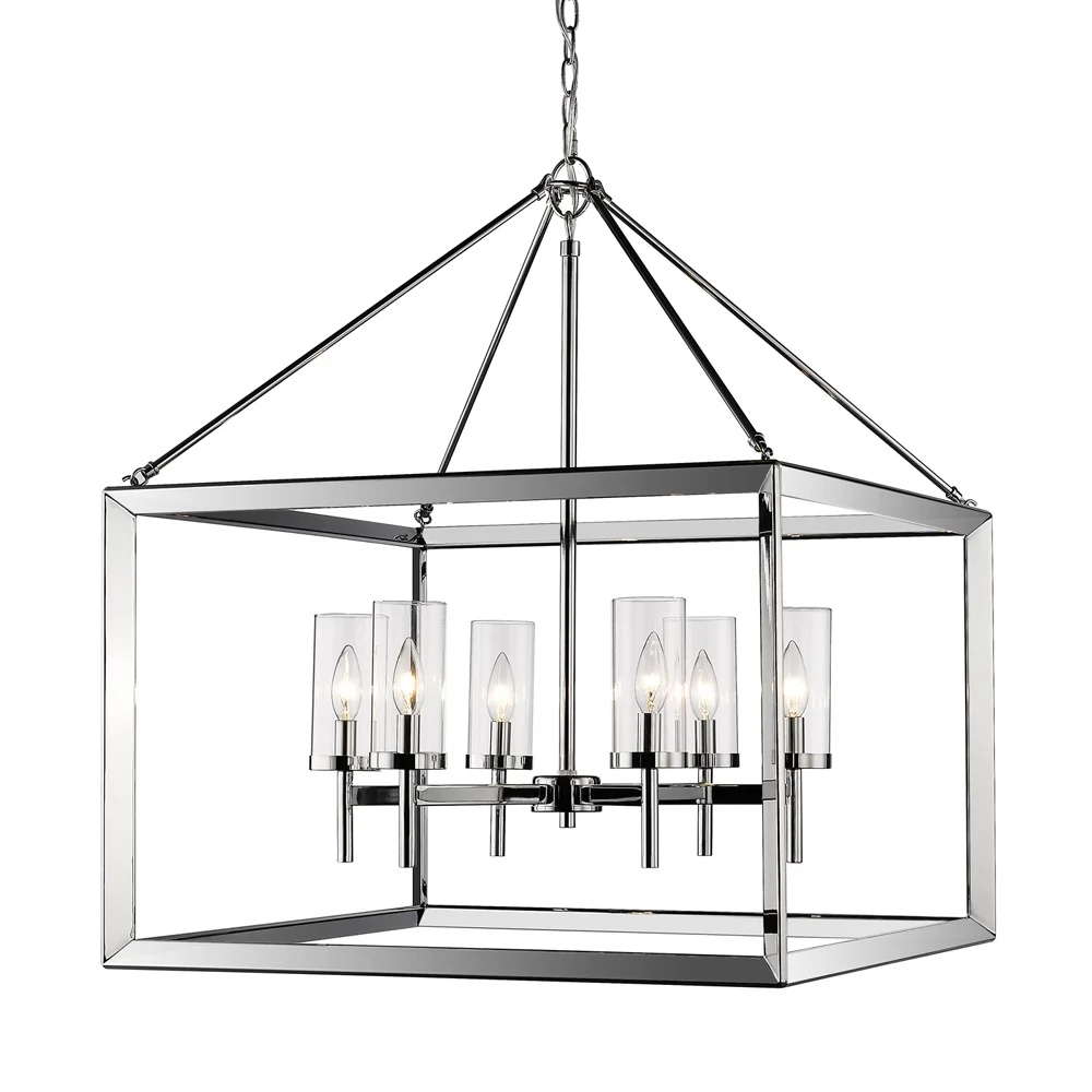 Golden Lighting Smyth 6-Light Chandelier in Chrome with Clear Glass - Image 6