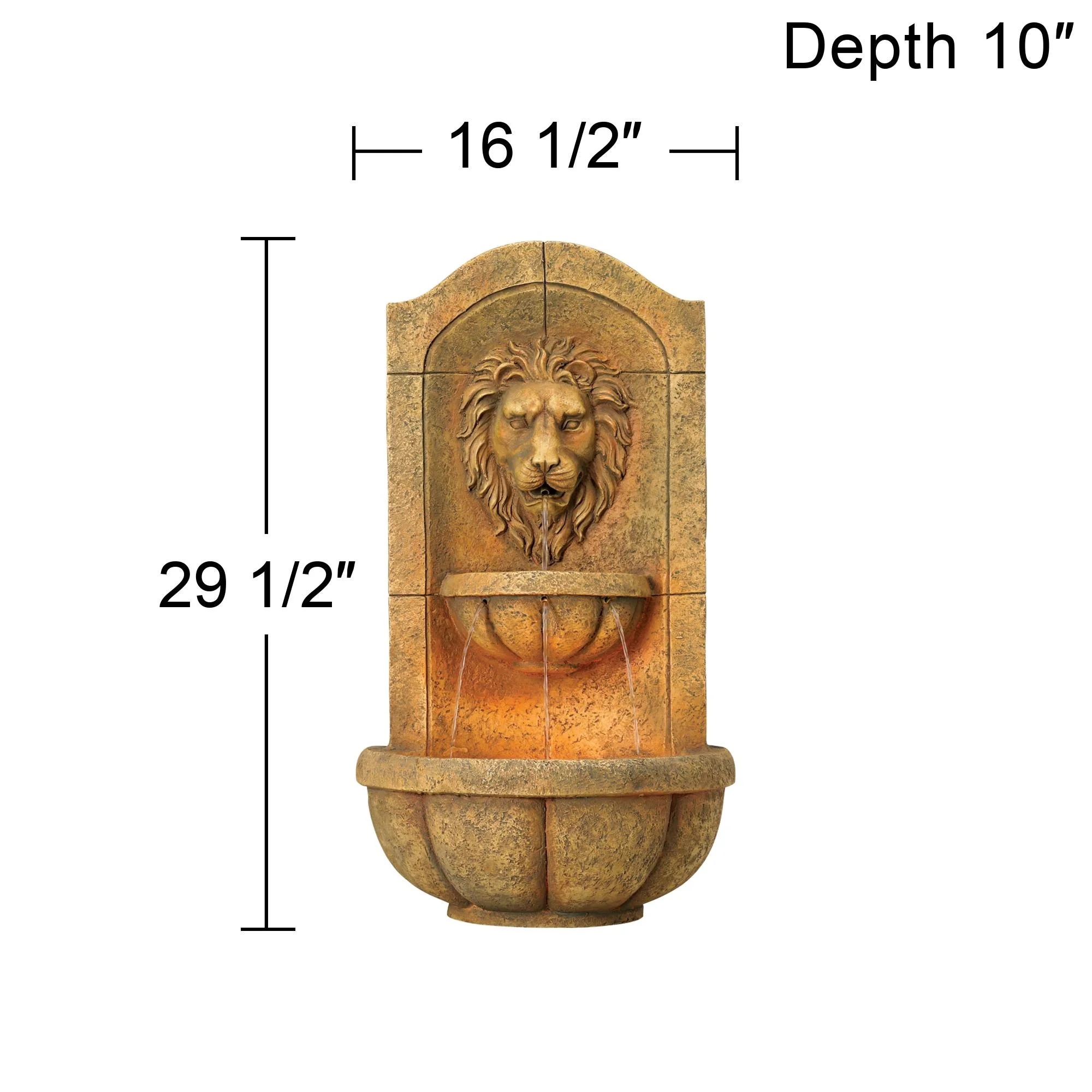 Royal Lion Head 29 1/2" High Large Italian Indoor Outdoor Decor Faux Stone Wall Fountain with Light LED Garden - Image 9