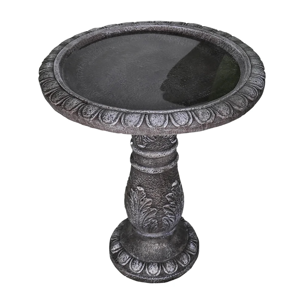 24.4 Inch Height Outdoor Bird Bath - Fibre Reinforced Concrete Large Bird Bath Stylish with Modern Pedestal for Garden, Patio, Lawn, Backyard - Image 6