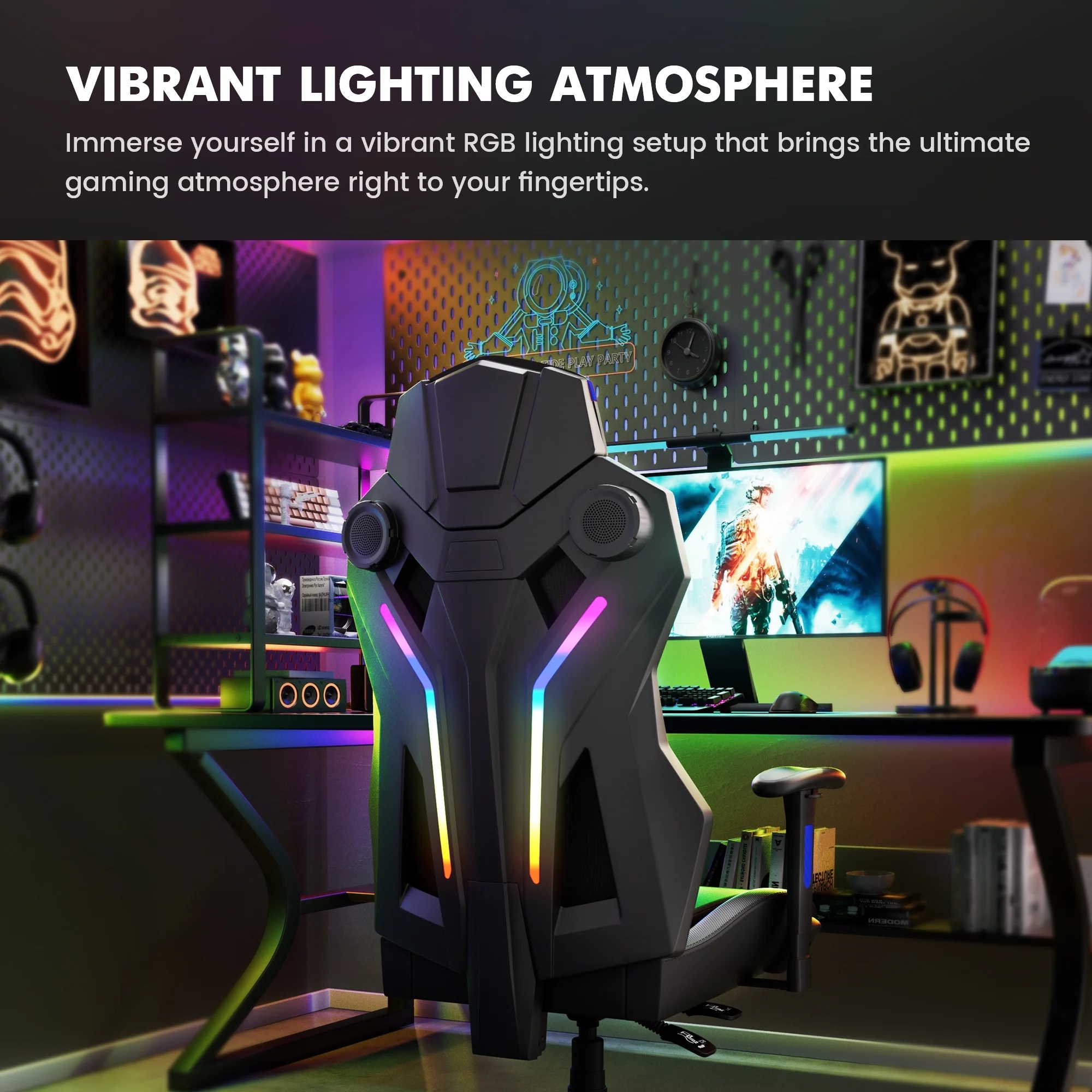 GTRACING LUFT-600 Gaming Chair with Bluetooth Speakers and LED Lighting, White - Image 30