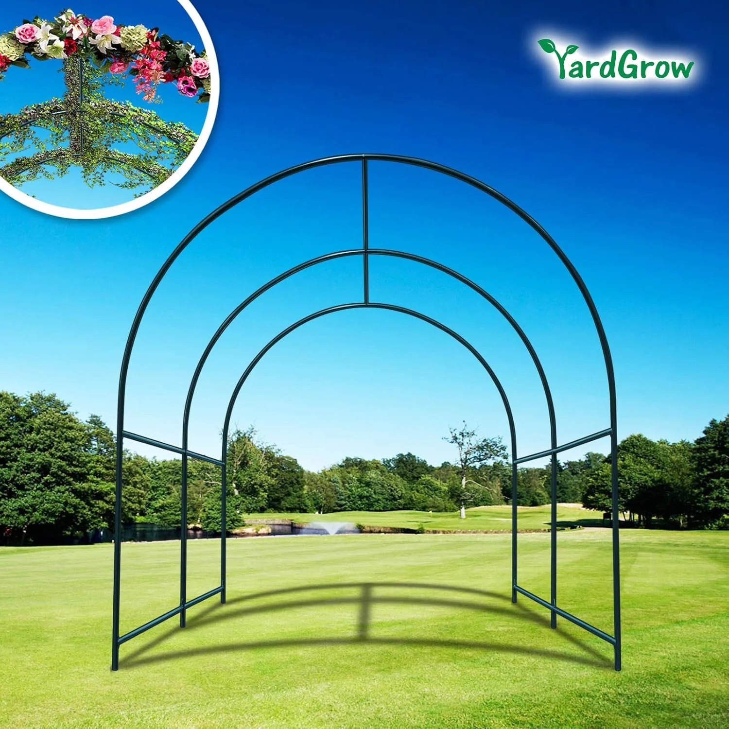 YardGrow Large Garden Support Arch Frame Climbing Plant Arch Arbor for Various Climbing Plant Roses Vines Birthday Wedding Party Decoration Pergola Frame (6.5 x 7 x 7.2ft) - Image 2