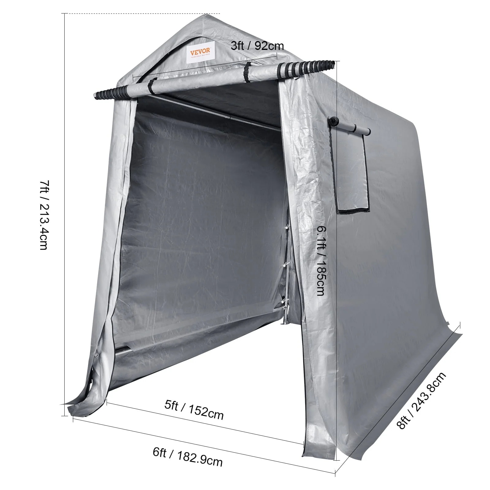 BENTISM Portable Shed Outdoor Storage Shelter, 6x8x7 ft Heavy Duty Instant Waterproof Storage Tent Sheds with Roll-up Zipper Door and Ventilated Windows - Image 3