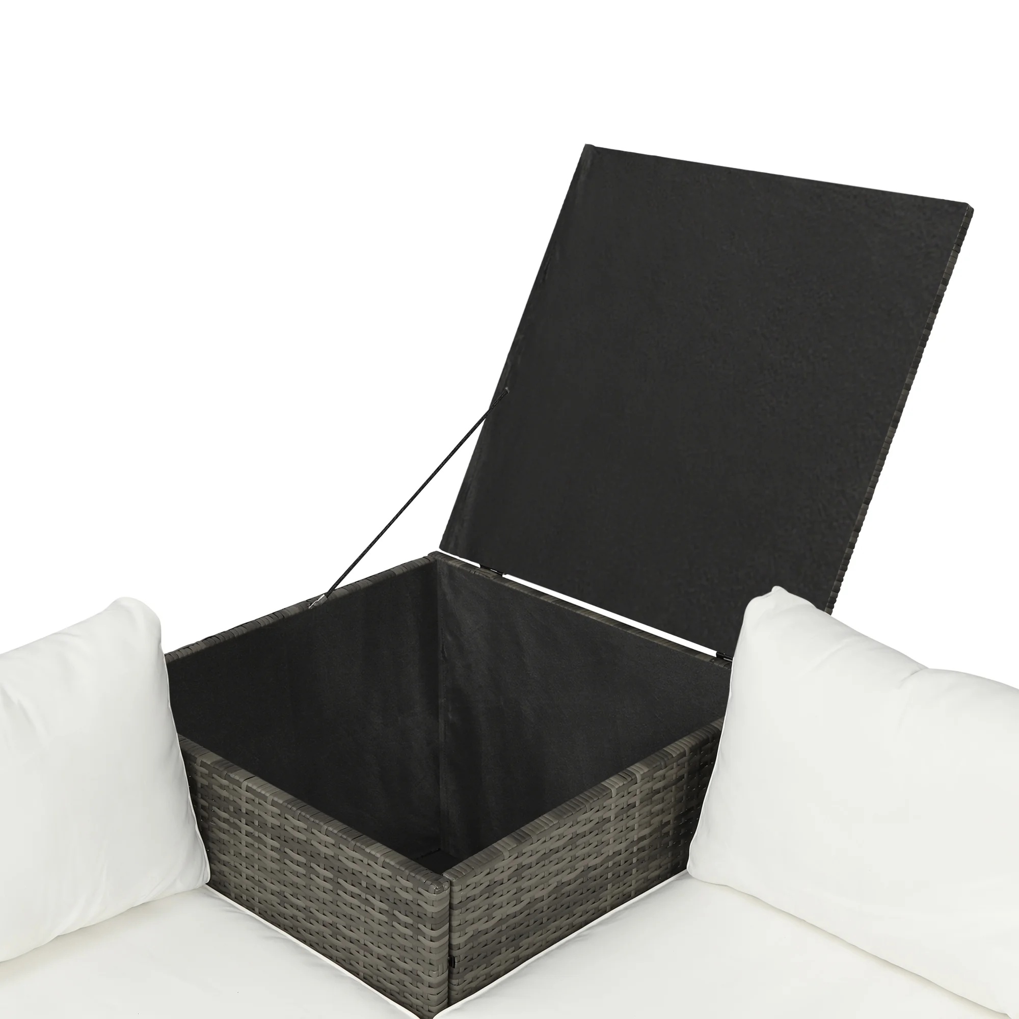 UHOMEPRO 4-Piece Rattan Patio Furniture Sets, All-Weather PE Wicker Patio Conversation Set with Storage Box, Glass Coffee Table, Outdoor Sectional Sofa Set for Backyard Patio Garden Poolside, Gray - Image 24