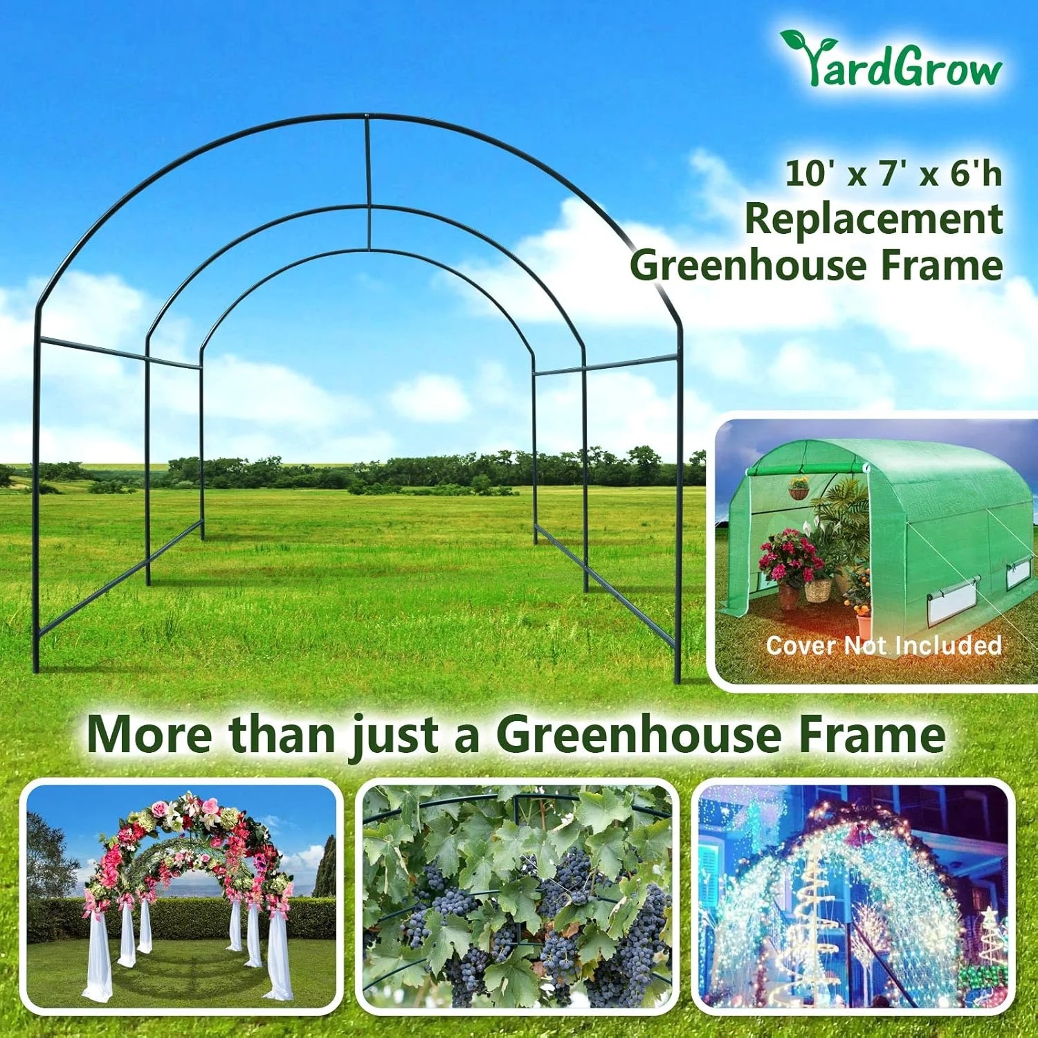 YardGrow Large Garden Support Arch Frame Climbing Plant Arch Arbor for Various Climbing Plant Roses Vines Birthday Wedding Party Decoration Pergola Frame (6.5 x 7 x 7.2ft) - Image 17