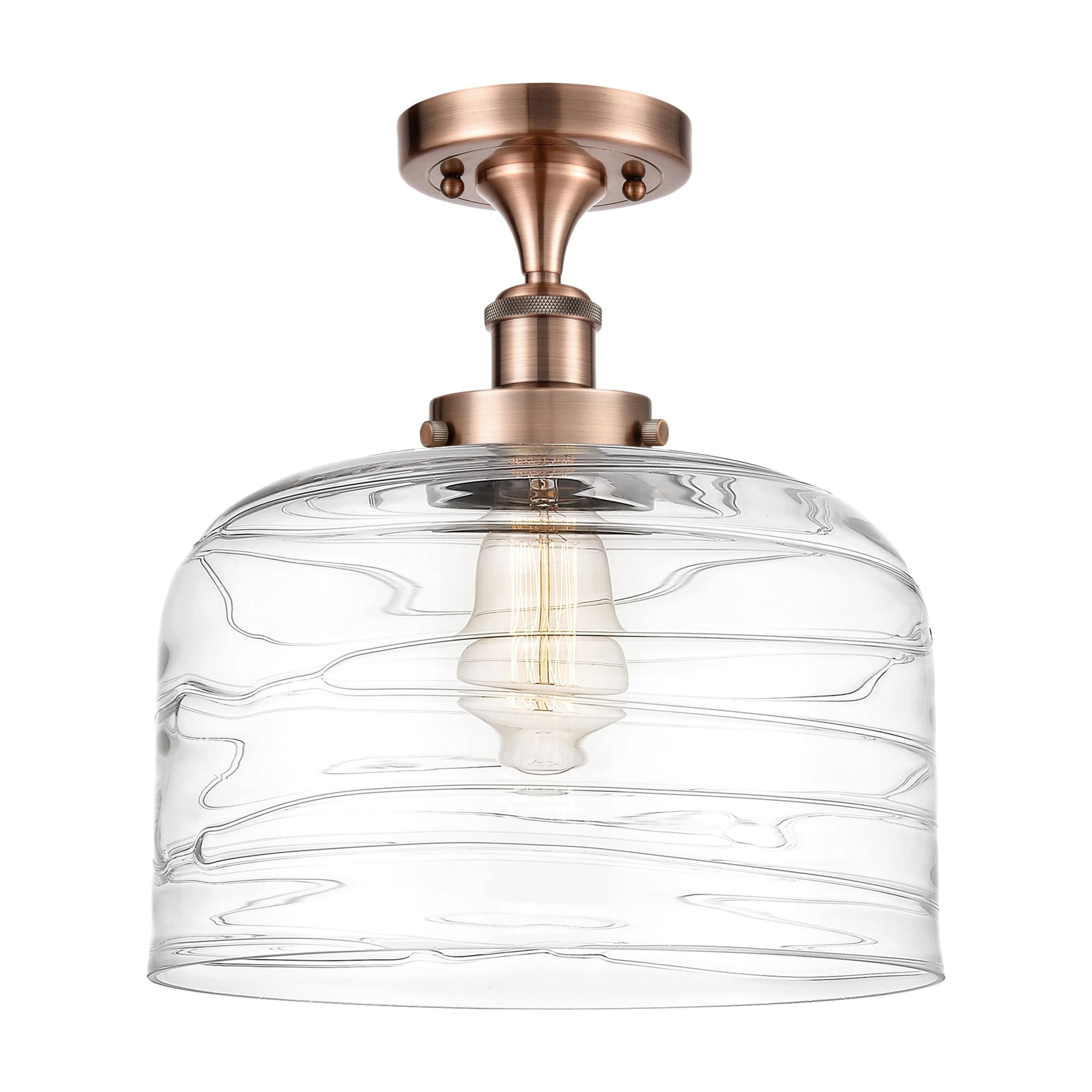 Innovations Lighting Ballston Urban Bell - 1 Light 12" Semi-Flush Mount Brushed Brass/Matte White - Image 2