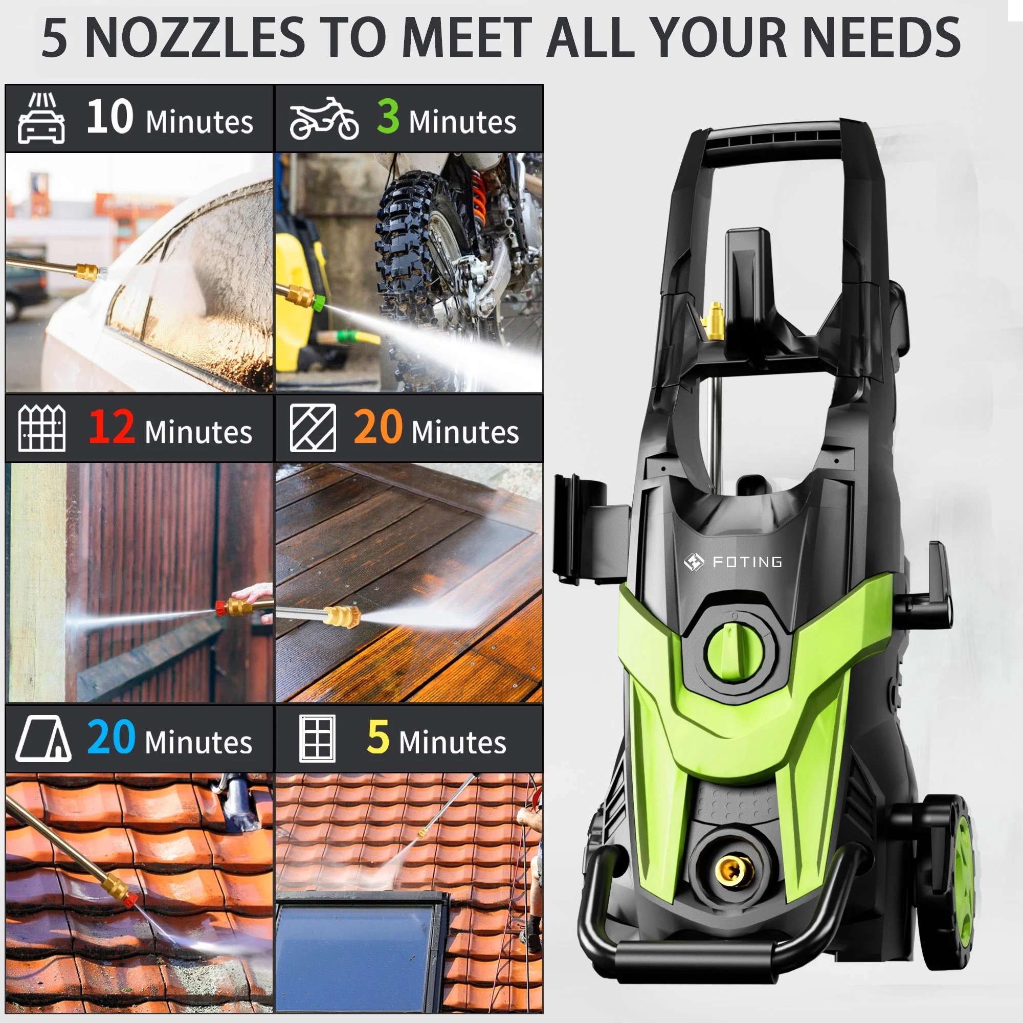 2024 Upgraded Electric Pressure Washer 4300 PSI 2.8 GPM Power Washer with Extra Hose, 23ft Hose 35ft Power Cord, 4 Nozzle and Detergent Tank for Cars, Fences, Patio - Image 20