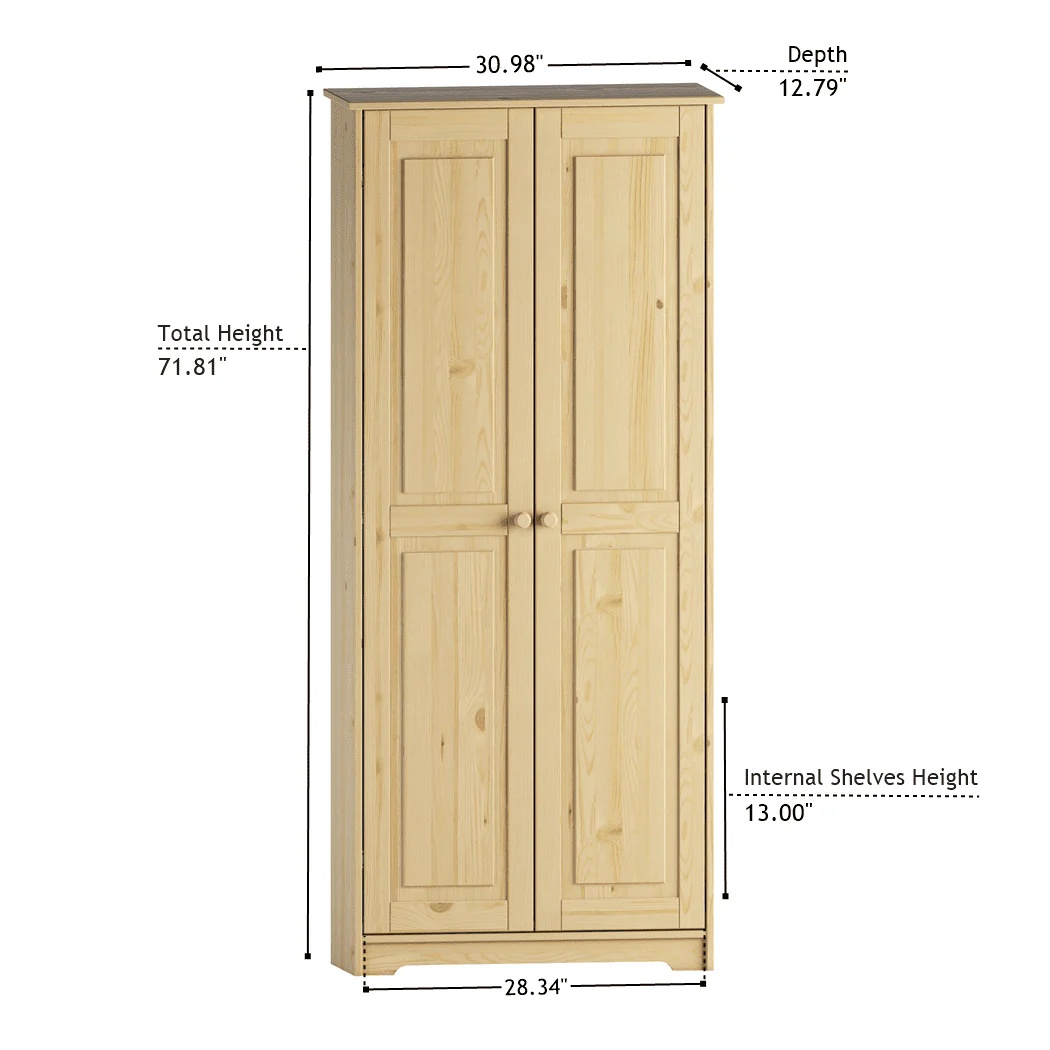 Solid Wood Pantry Storage Cabinet, Freestanding Kitchen Cupboard, Closet with Shelves - Image 9
