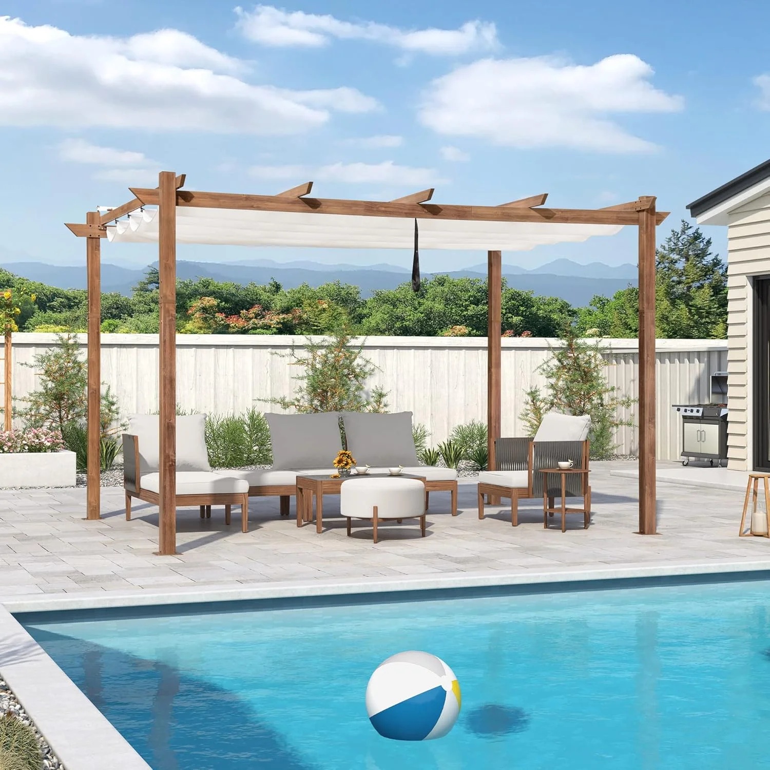 Outdoor Pergola with Adjustable Roof,Modern Metal Patio Aluminum Pergola,Reinforced Frame Outdoor Shelter with Sun Shade Canopy,Shade Cover for Garden,Backyard and Deck - Image 30