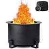 MAGIC UNION 21.5 Inch Smokeless Metal Fire Pit Large Wood Burning Bonfire Firepit with Handle Poker Waterproof Cover for Backyard Patio (Black) - Image 2