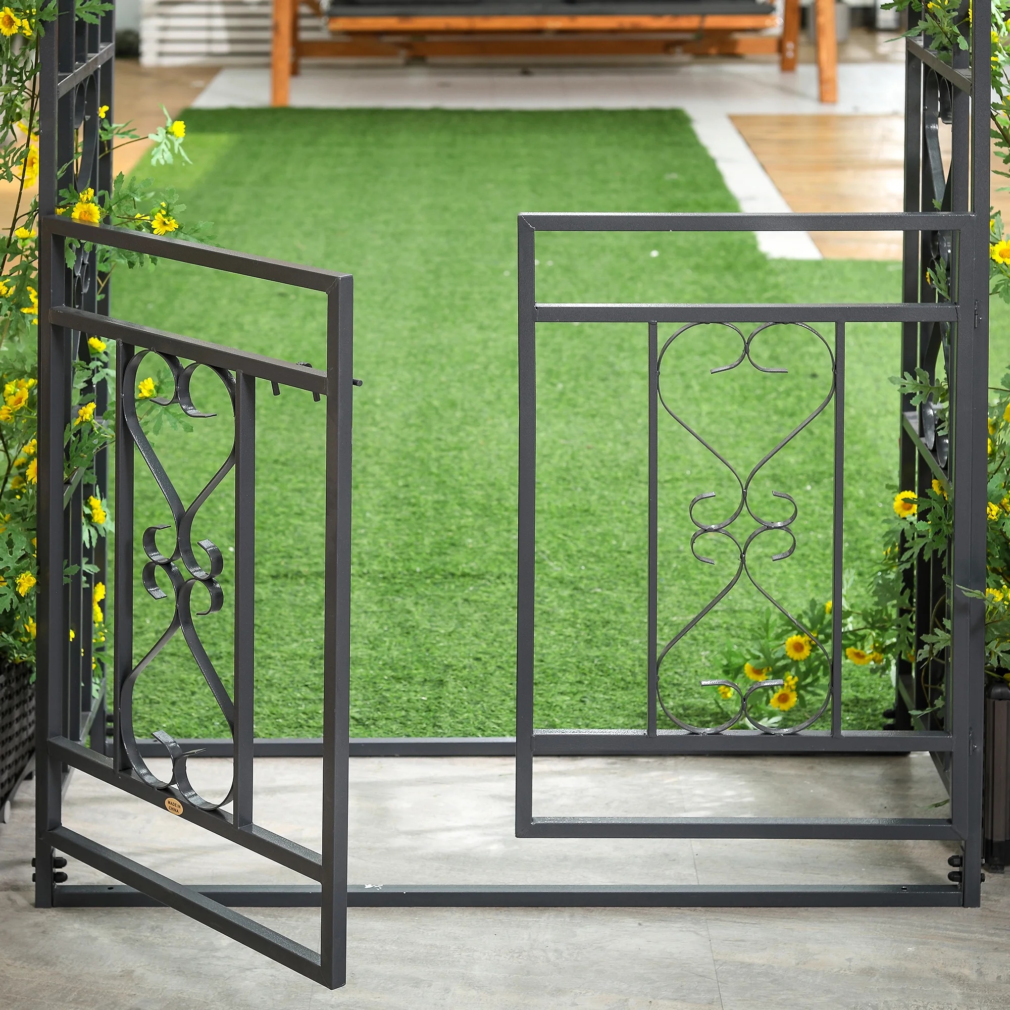 Outsunny 4ft x 7ft Metal Garden Arch Backyard Bridal Archway Wedding Decoration - Image 8