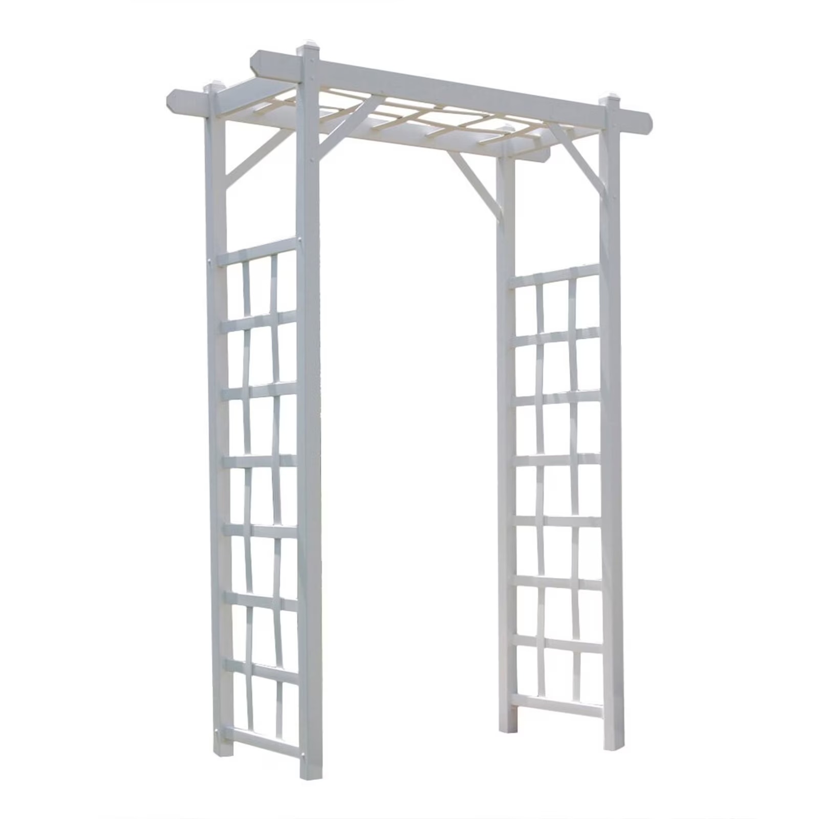 DYUKFG Elmwood Arbor 57"x84" White PVC Outdoor Garden Arch with Lattice Trellis -?Weather-Resistant, Easy Assembly, Ideal for Climbing Plants, Weddings & Backyard Decor