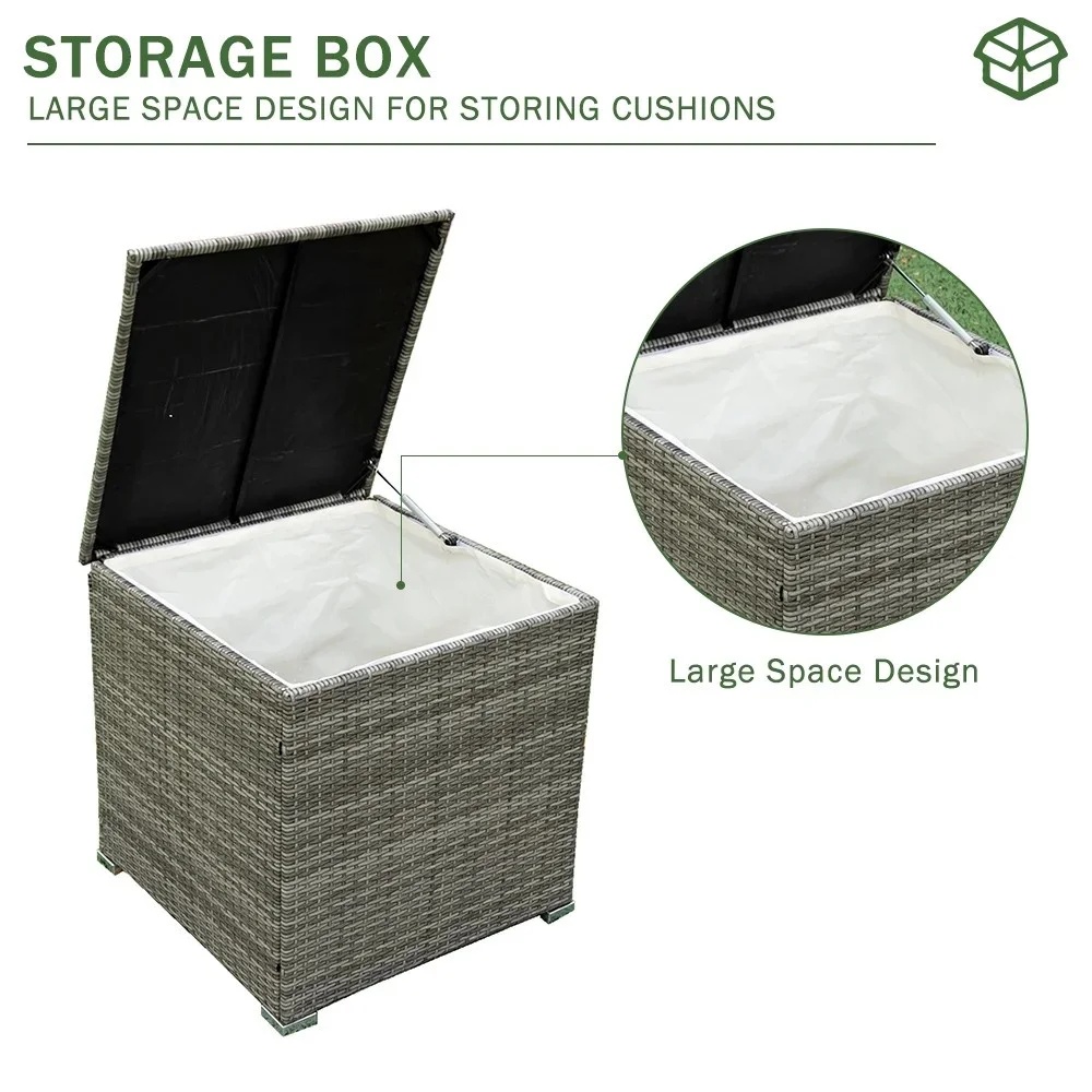 UHOMEPRO 4-Piece Rattan Patio Furniture Sets, All-Weather PE Wicker Patio Conversation Set with Storage Box, Glass Coffee Table, Outdoor Sectional Sofa Set for Backyard Patio Garden Poolside, Gray - Image 32