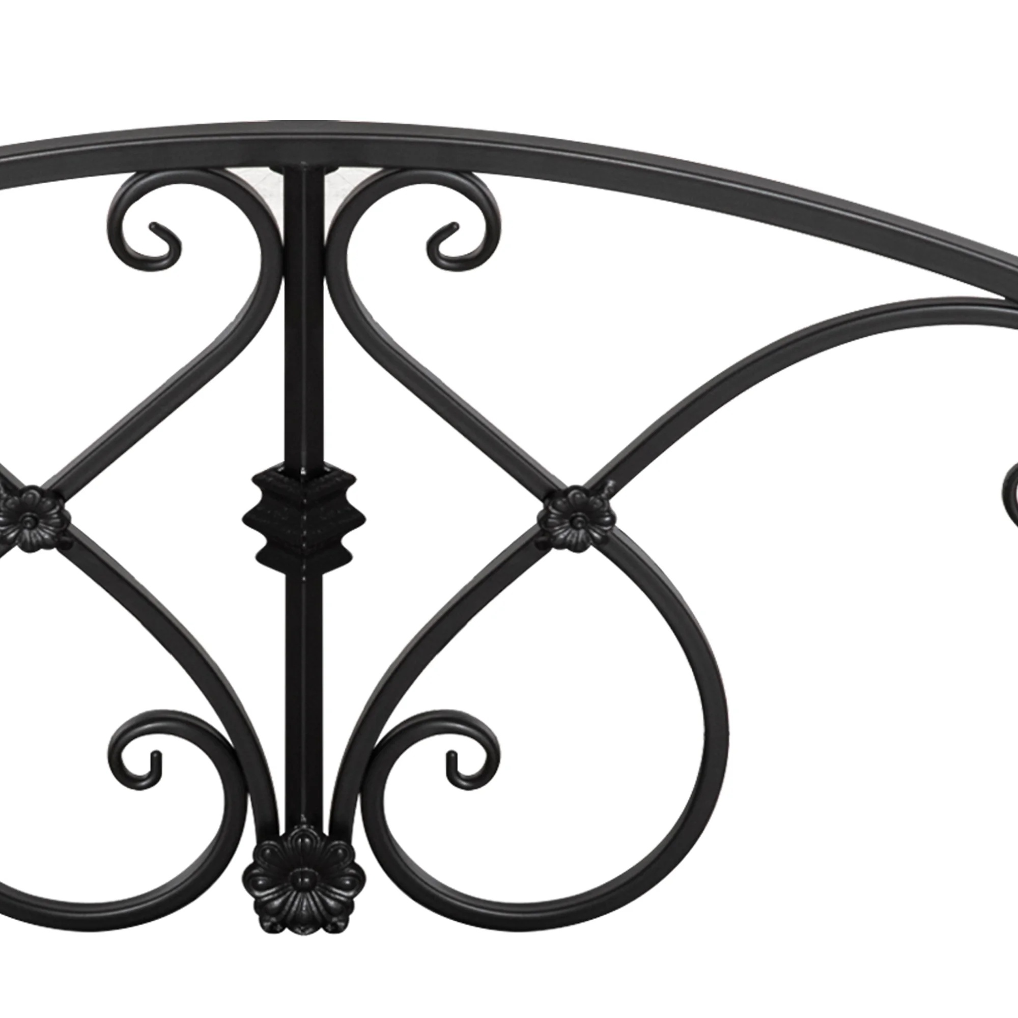 Outsunny 3.3FT Metal Arch Zen Garden Bridge with Safety Siderails, Decorative Footbridge, Delicate Floral Scrollwork for Stream, Fish Pond, Brown - Image 18