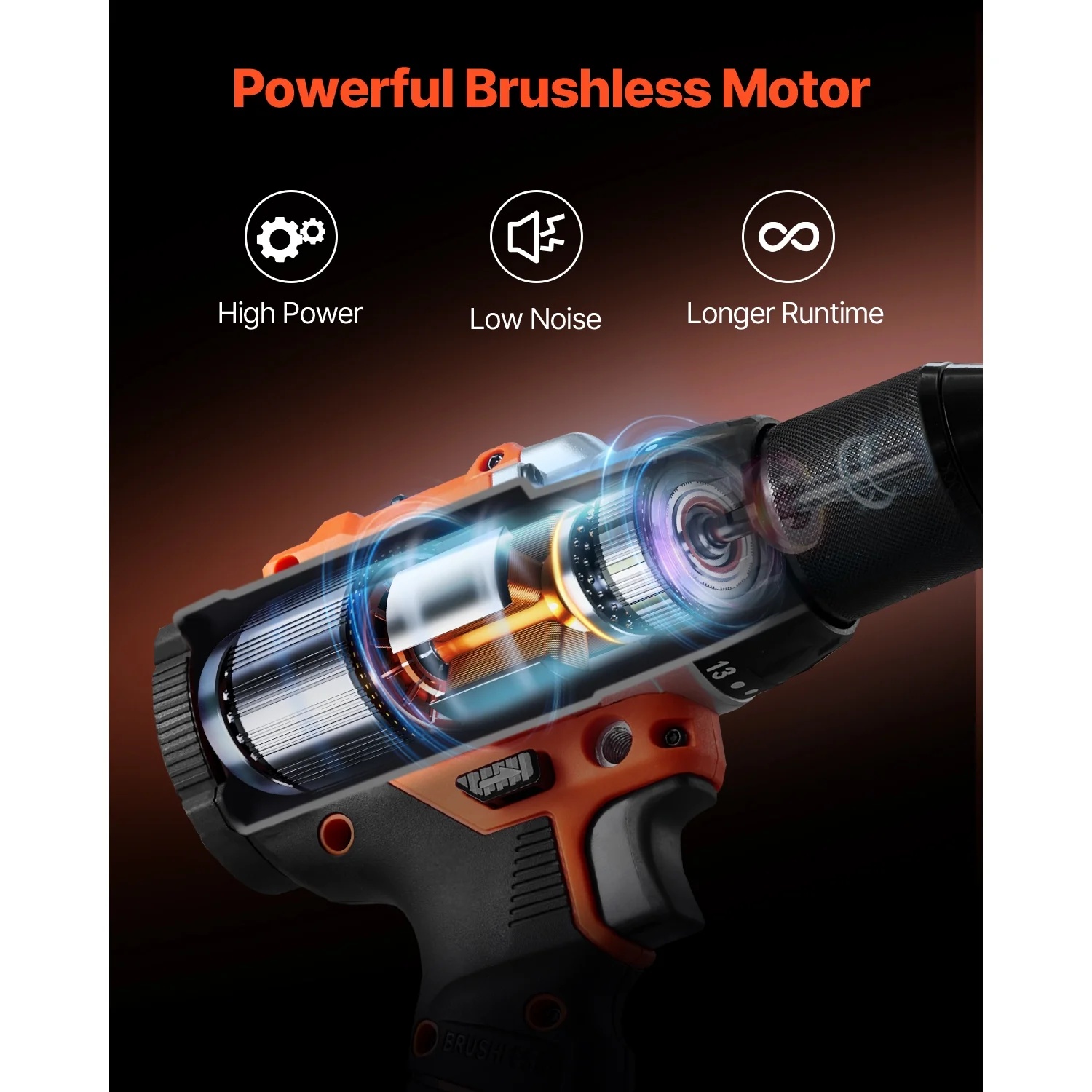 KFFKFF Instrument Set, Cordless 20V Maximum 2-Instrument Set, Incorporating 1/2 inch Impact Drill and 1/4 inch Impact Driver, Compact Wireless Power Instrument Set with 4.0 Ah Batteries, Bolts - Image 9