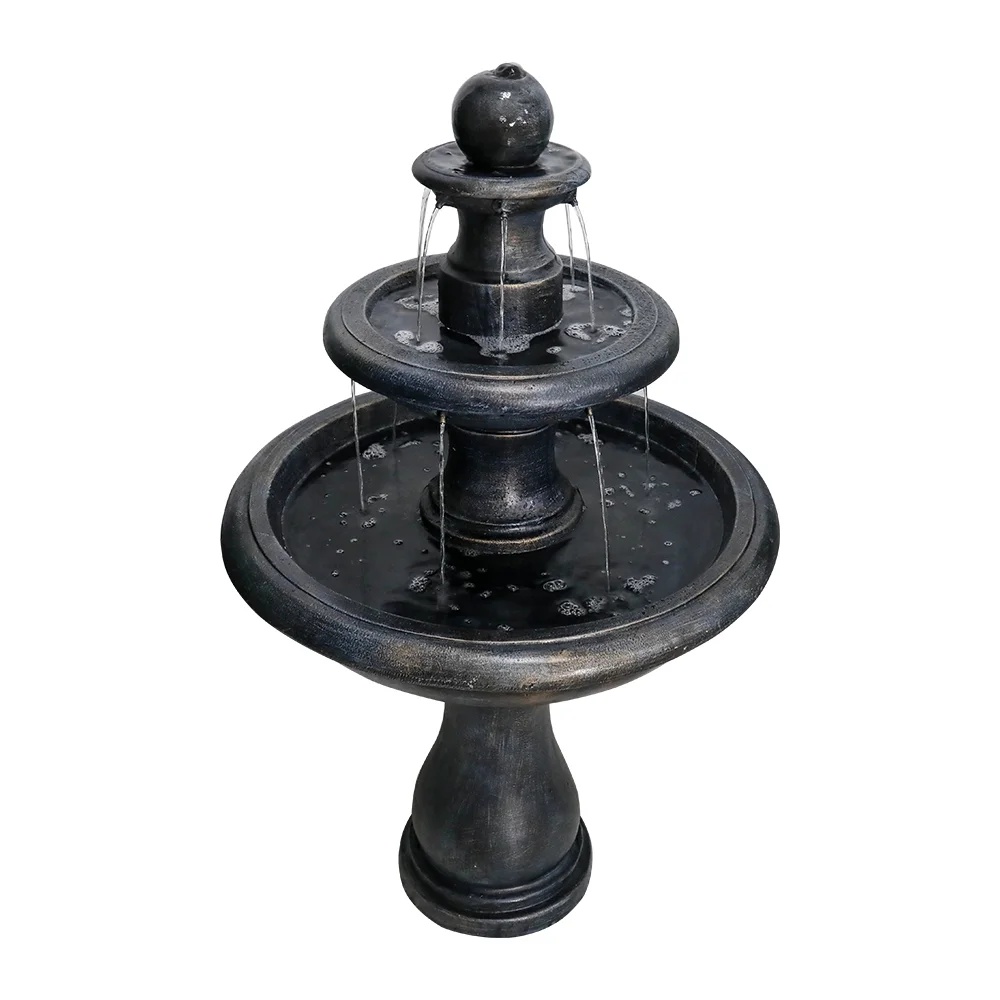 2 Tiered Floor Waterfall Fountain with Pump for Outdoor Patio Garden - Image 8