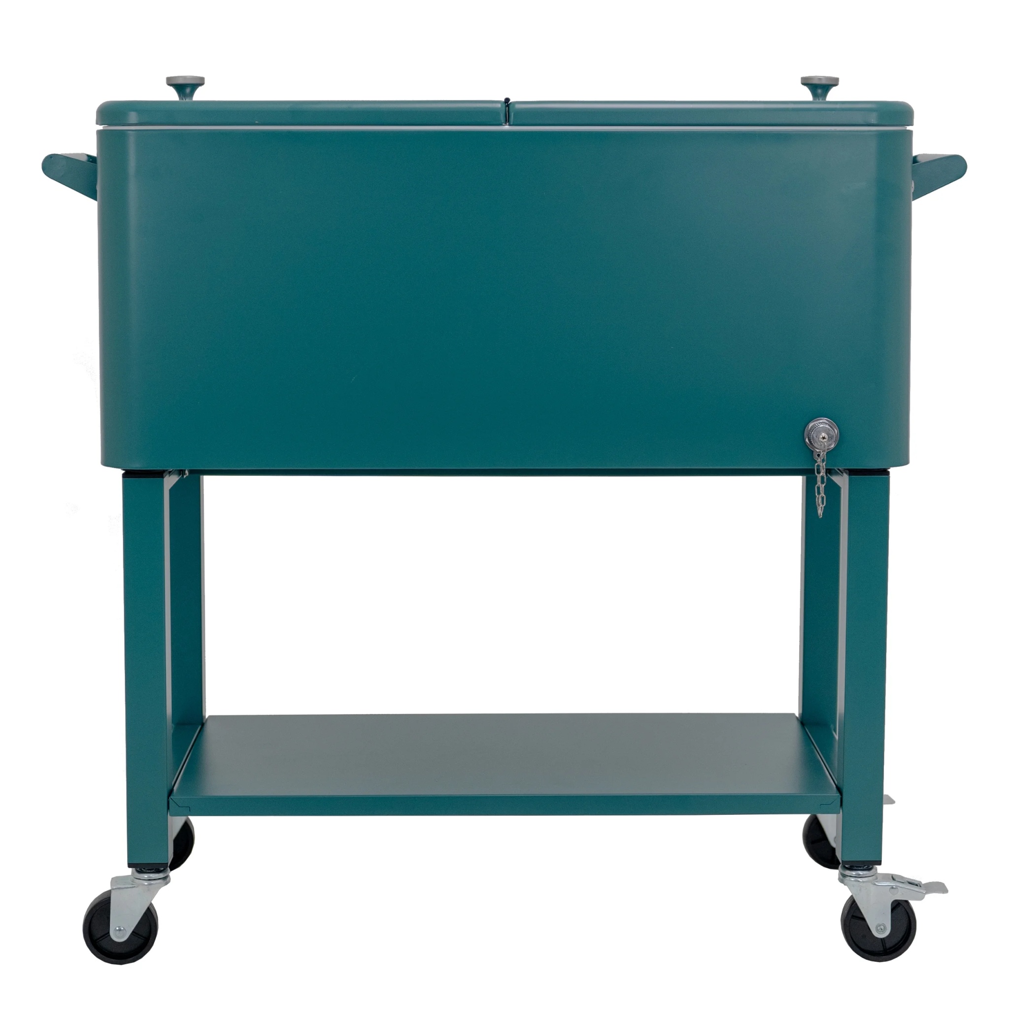 Permasteel 80-Qt Outdoor Steel Patio Cooler with Removable Basin, Rolling Cooler with Wheels, Teal Green - Image 14