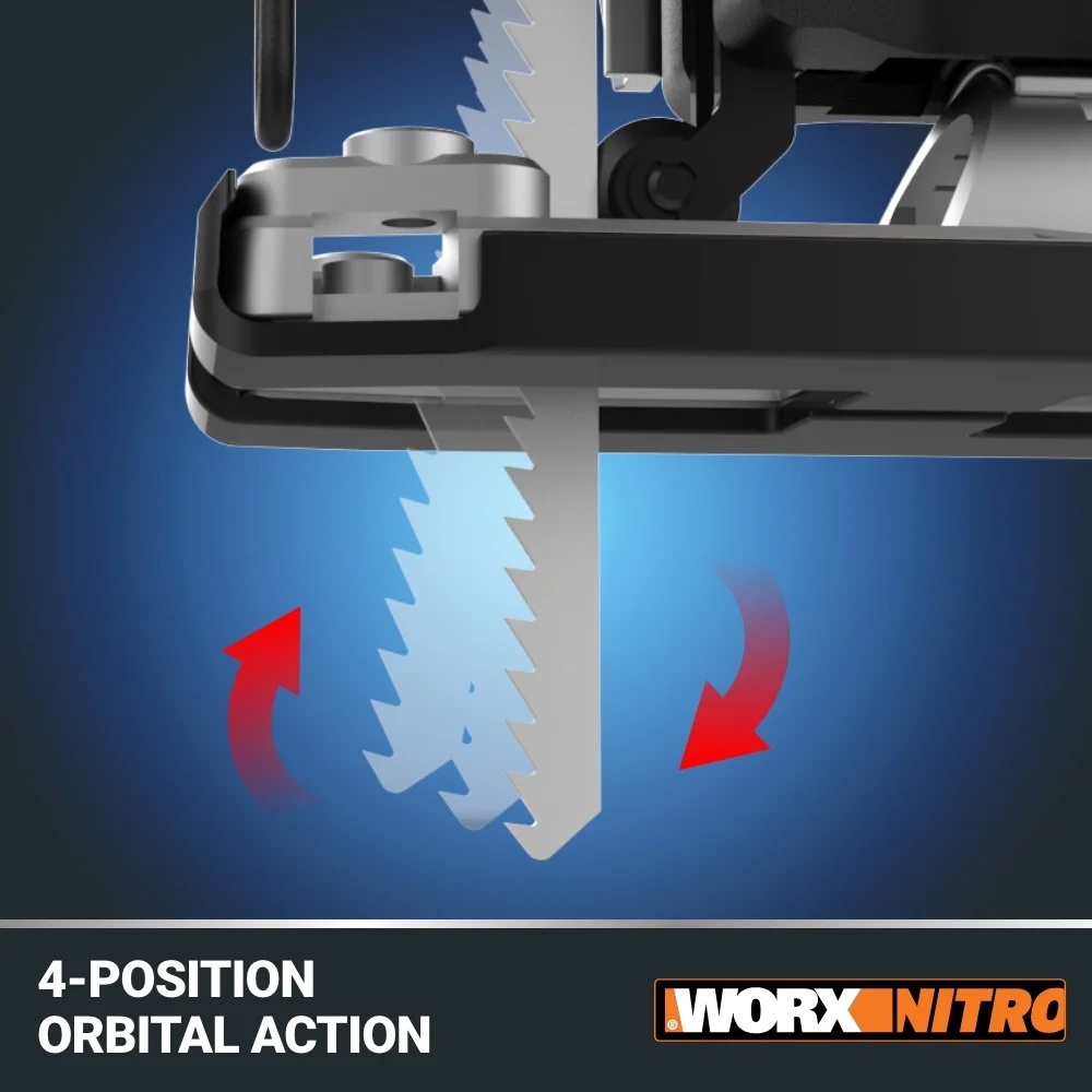 Worx Nitro WX542L 20V Power Share Cordless Jigsaw with Brushless Motor (Battery & Charger Included) - Image 7