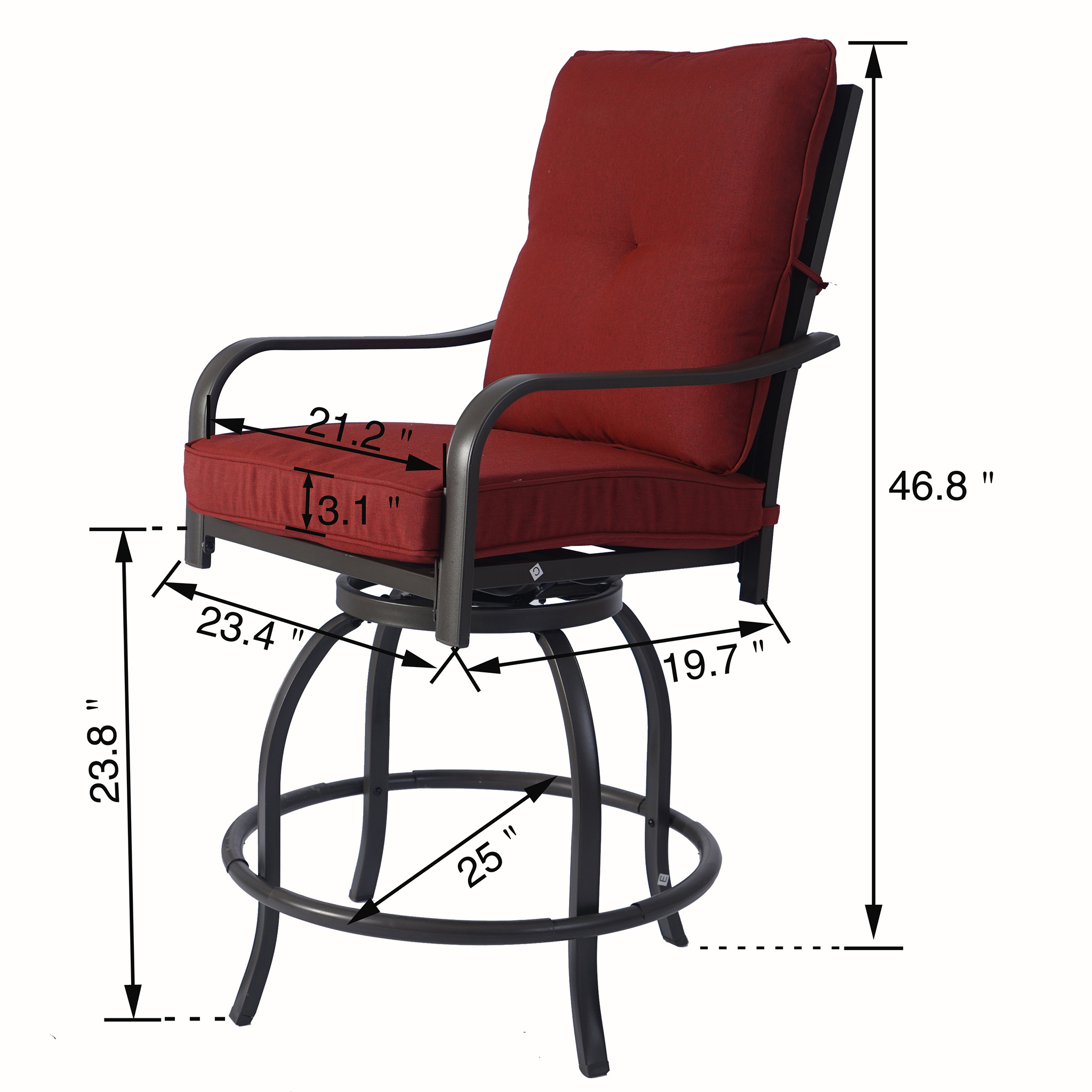 Kozyard Isabella High Swivel Bar Stools/Chair Set for Home Patio, Back Yard, Cafes, Bistro, Restaurants and Chic Bars (Aqua) - Image 11