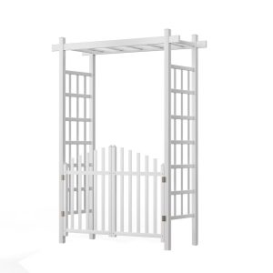 UBesGoo Garden Arch Arbor Archway w/ Door for Wedding Patio Decor,7 Ft,PVC