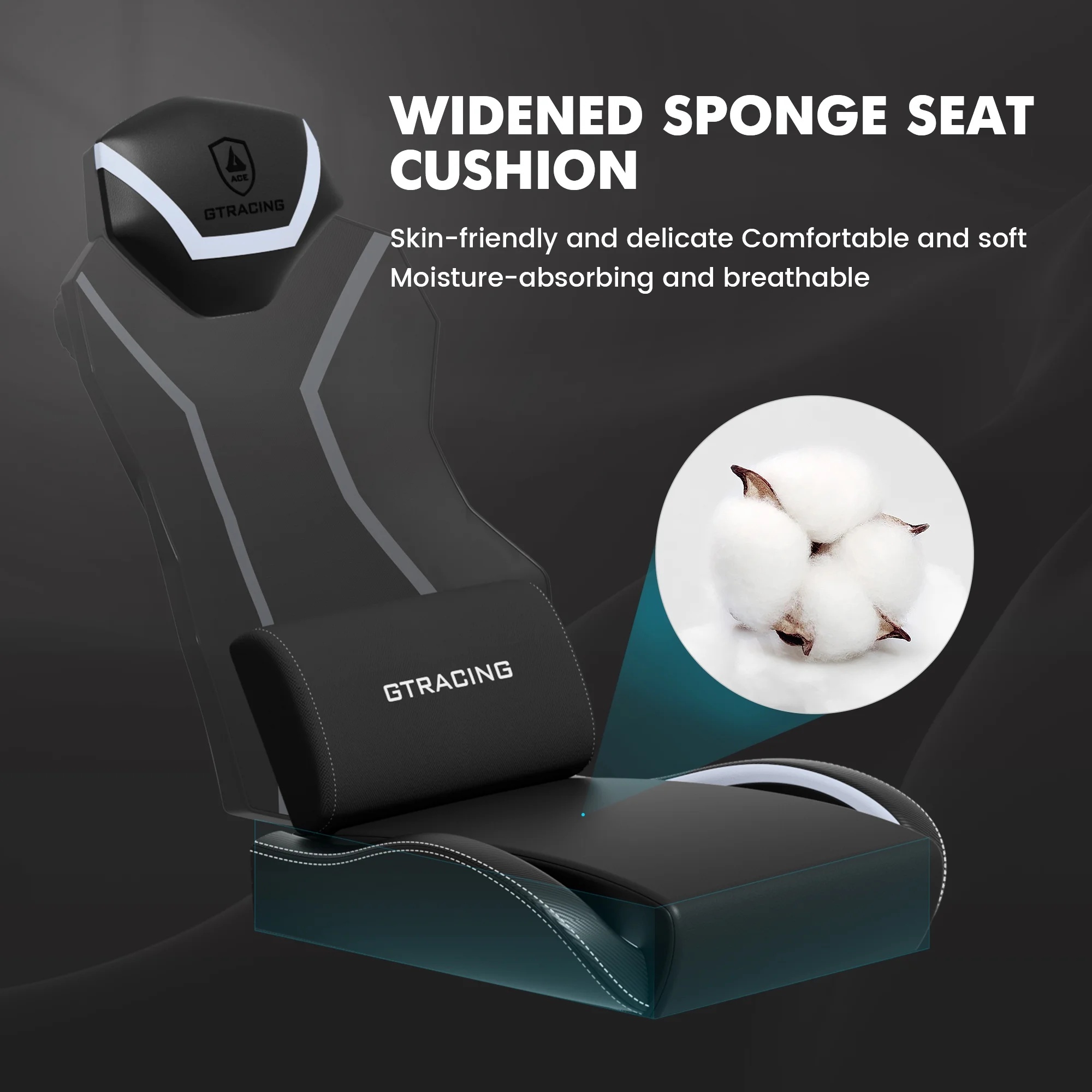 GTRACING LUFT-600 Gaming Chair with Bluetooth Speakers and LED Lighting, White - Image 11
