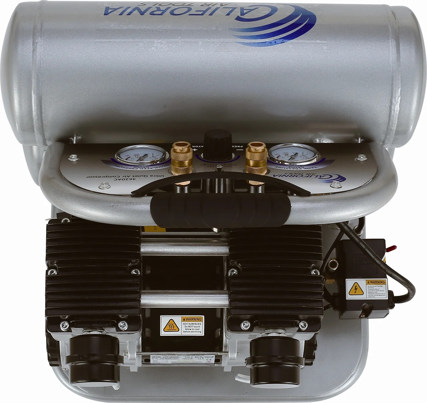 California Air Tools 4620AC-22060 Ultra Quiet & Oil-Free 2.0 Hp, 4.0 Gal. Aluminum Twin Tank Air Compressor (220V 60HZ) - Image 4
