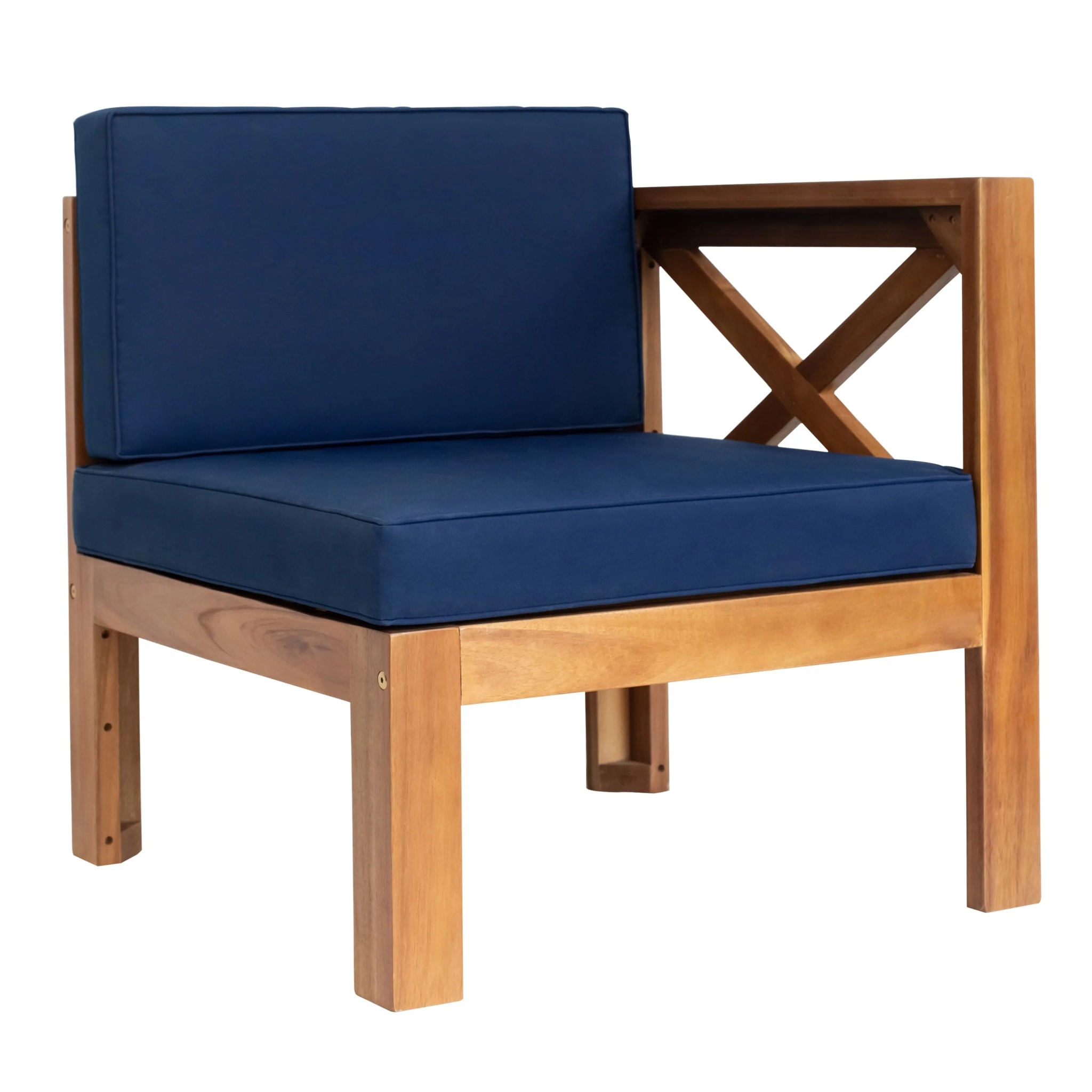 SYNGAR 5 Piece Wood Patio Furniture Set, Outdoor Seating Chat Set with Blue Cushions, Sectional Conversation Sofa Chairs Set with Coffee Table, for Balcony, Backyard, Poolside, Deck, Garden, D8126 - Image 10