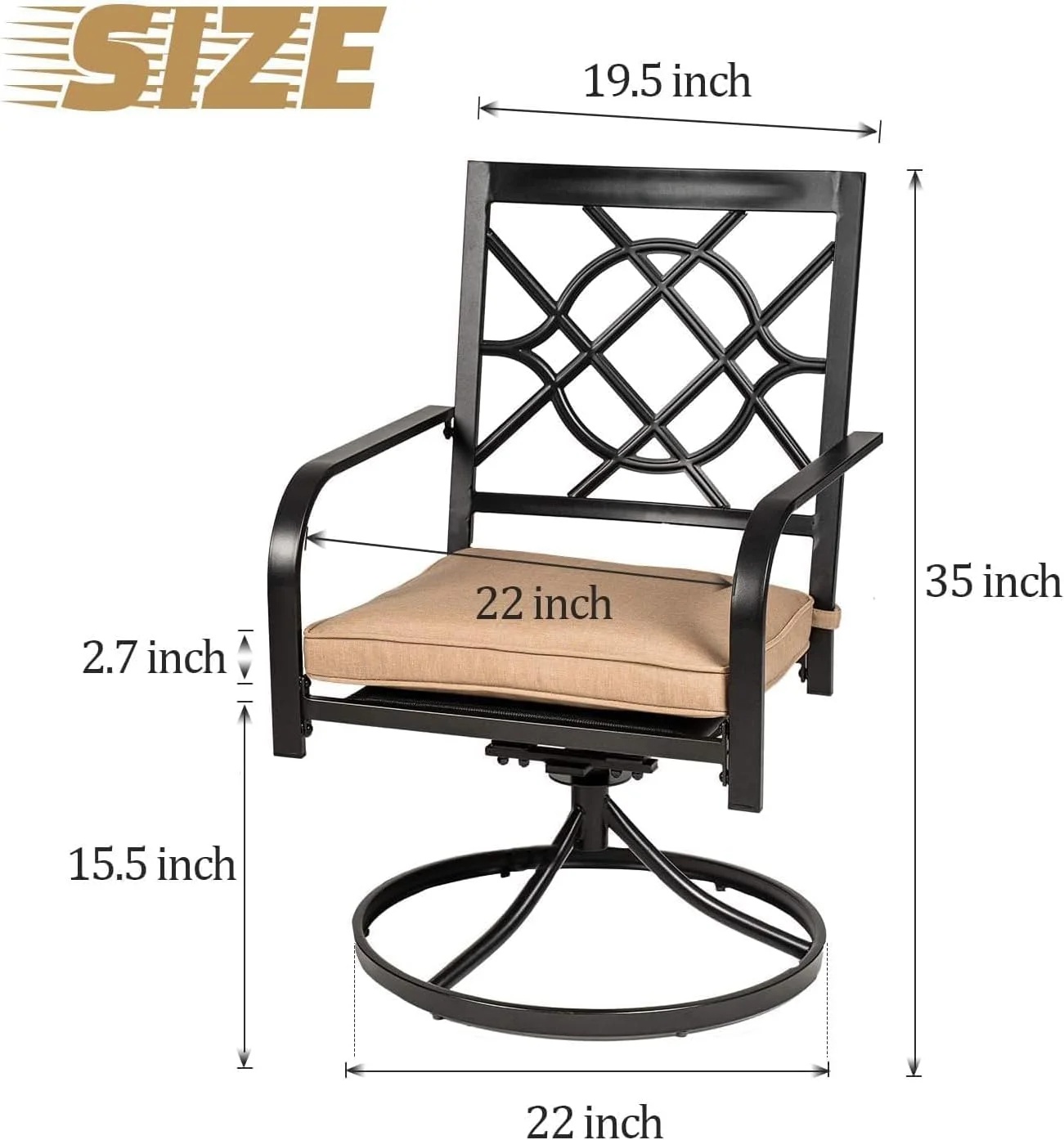 SUNCROWN 7-Piece Outdoor Wrought Iron Chairs and Table Patio Dining Furniture Set - 6 Stackable Metal Chairs, 1 Steel Slat Bistro Table and 1 Brown 9Ft Patio Umbrella for Garden Backyard Deck - Image 35