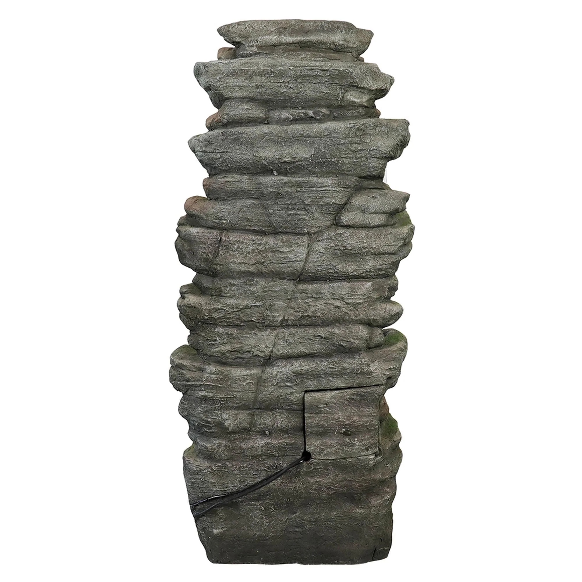 Willwolfer Rockery Outdoor Floor Water Fountain with Light LED 47.2" High Cascading Waterall for Yard Garden Patio Deck Home - Image 8