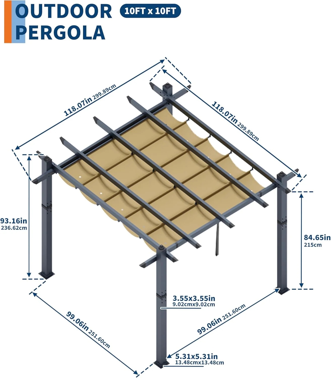 Outdoor Pergola with Adjustable Roof,Modern Metal Patio Aluminum Pergola,Reinforced Frame Outdoor Shelter with Sun Shade Canopy,Shade Cover for Garden,Backyard and Deck - Image 2