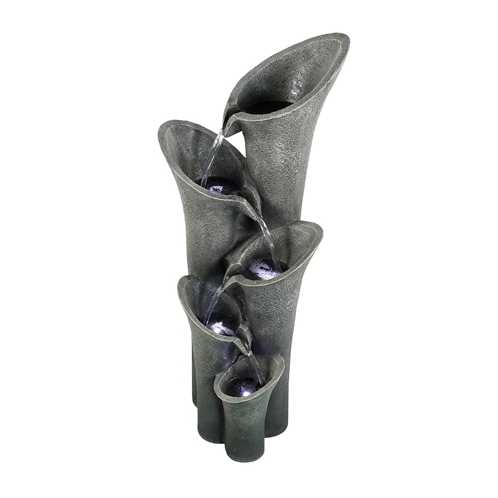 5-Tier Outdoor Water Fountains with LED Lights, 40" High Waterfalls Outdoor Water Feature for Garden Yard Patio Deck Home - Image 11