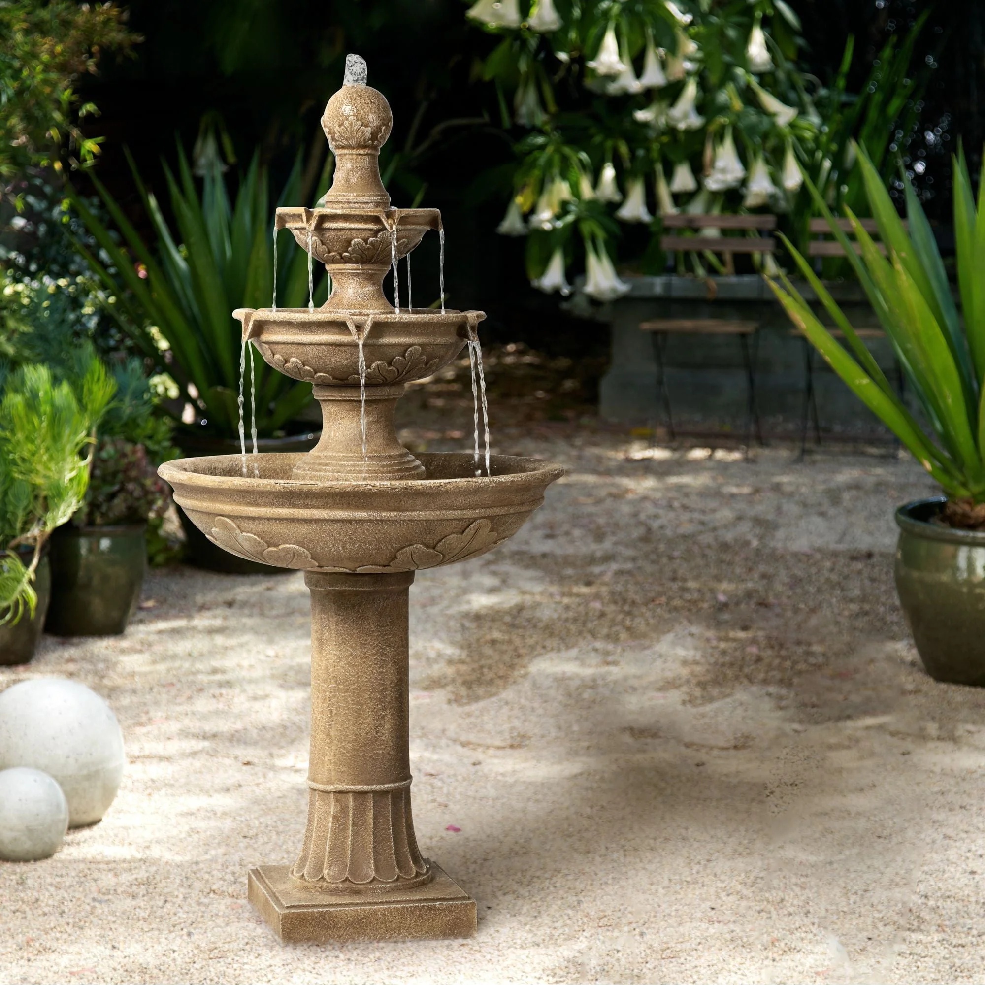 John Timberland Stafford Rustic 3 Tier Cascading Bubbler Outdoor Floor Water Fountain 48" for Yard Garden Patio Home Deck Porch House Exterior Balcony - Image 8