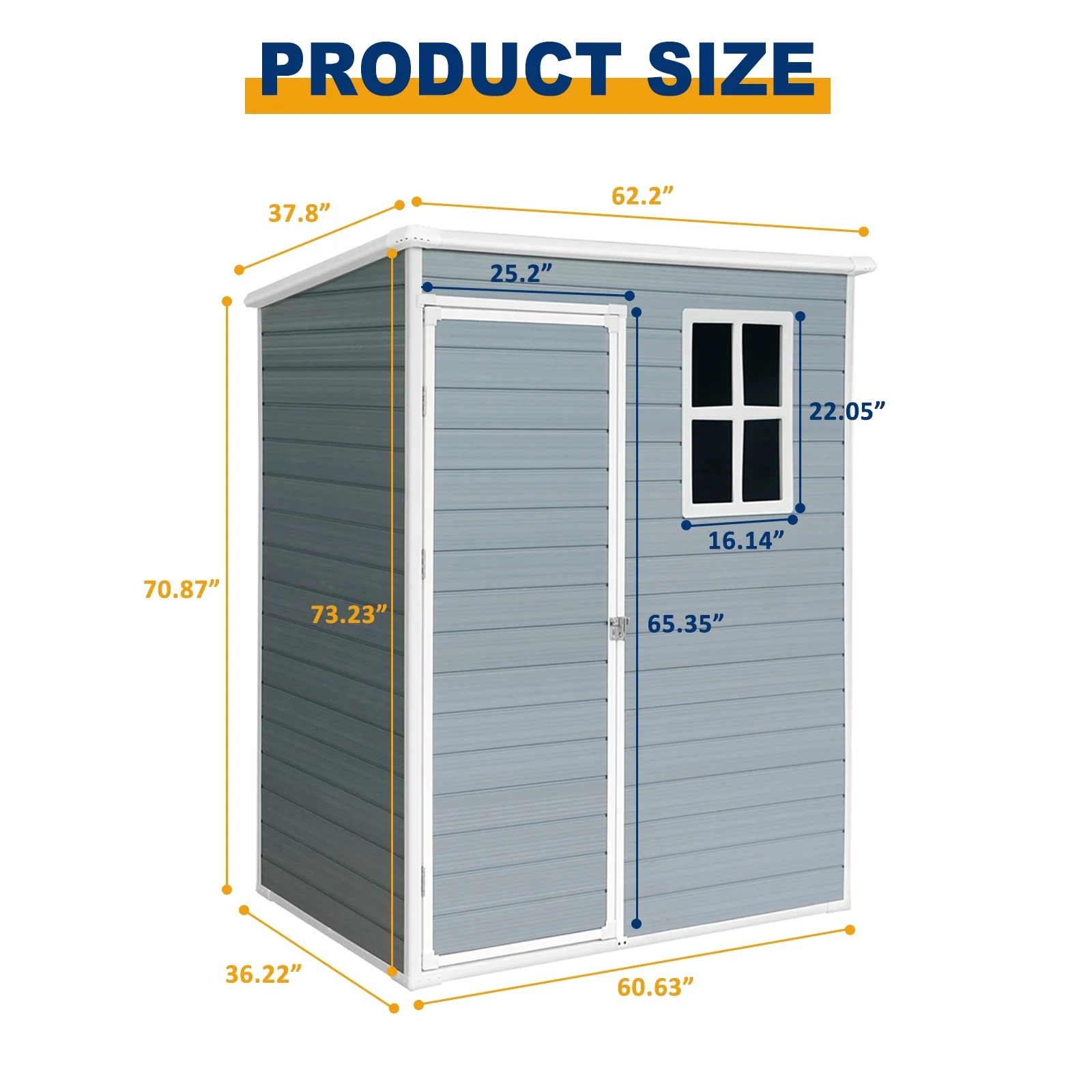 5'-3' Outdoor Storage Shed, Resin Storage Cabinet, Garden Tool Shed with Double Lockable Doors, Organizer Cabinet for Patio Yard, Gray - Image 7