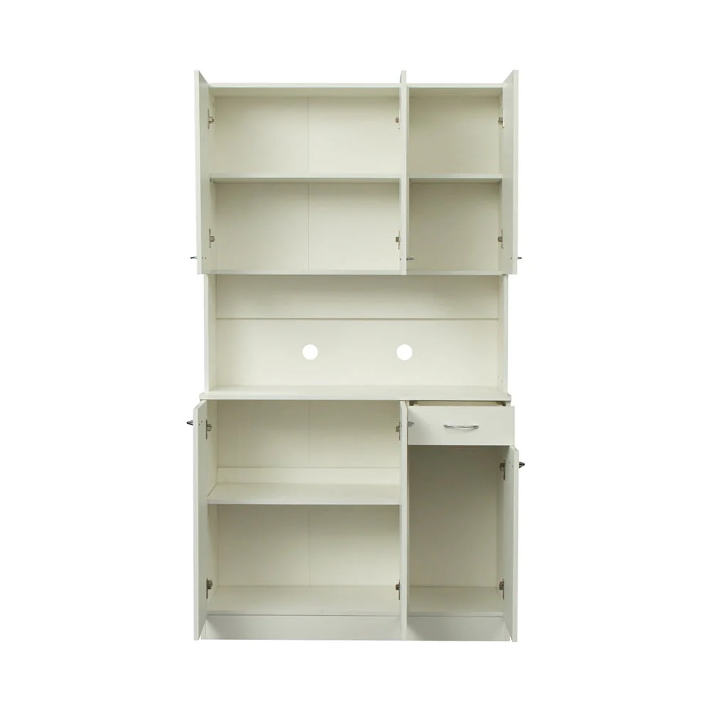 70.87" Tall Wardrobe & Kitchen Cabinet, Freestanding Storage Cabinet with 6 Doors, 1 Open Shelves and 1 Drawer, Kitchen Pantry Cabinet Buffet Sideboard Cabinet with 2 Cable Holes for Bedroom, White - Image 4