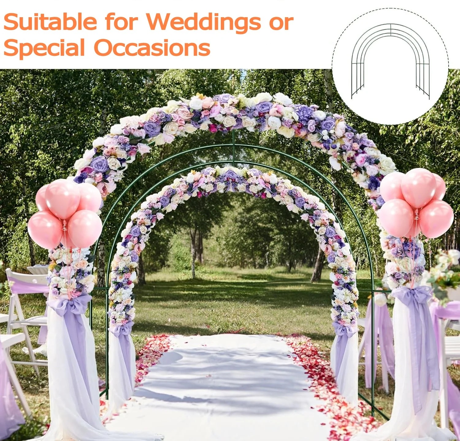 SHZOND Metal Garden Support Arch Frame for Climbing Plants, 158 x 84.6 x 86.6 Inch Large Plant Climbing Arbor Arch for Vines, Weddings & Backyard Decoration (Green) - Image 3