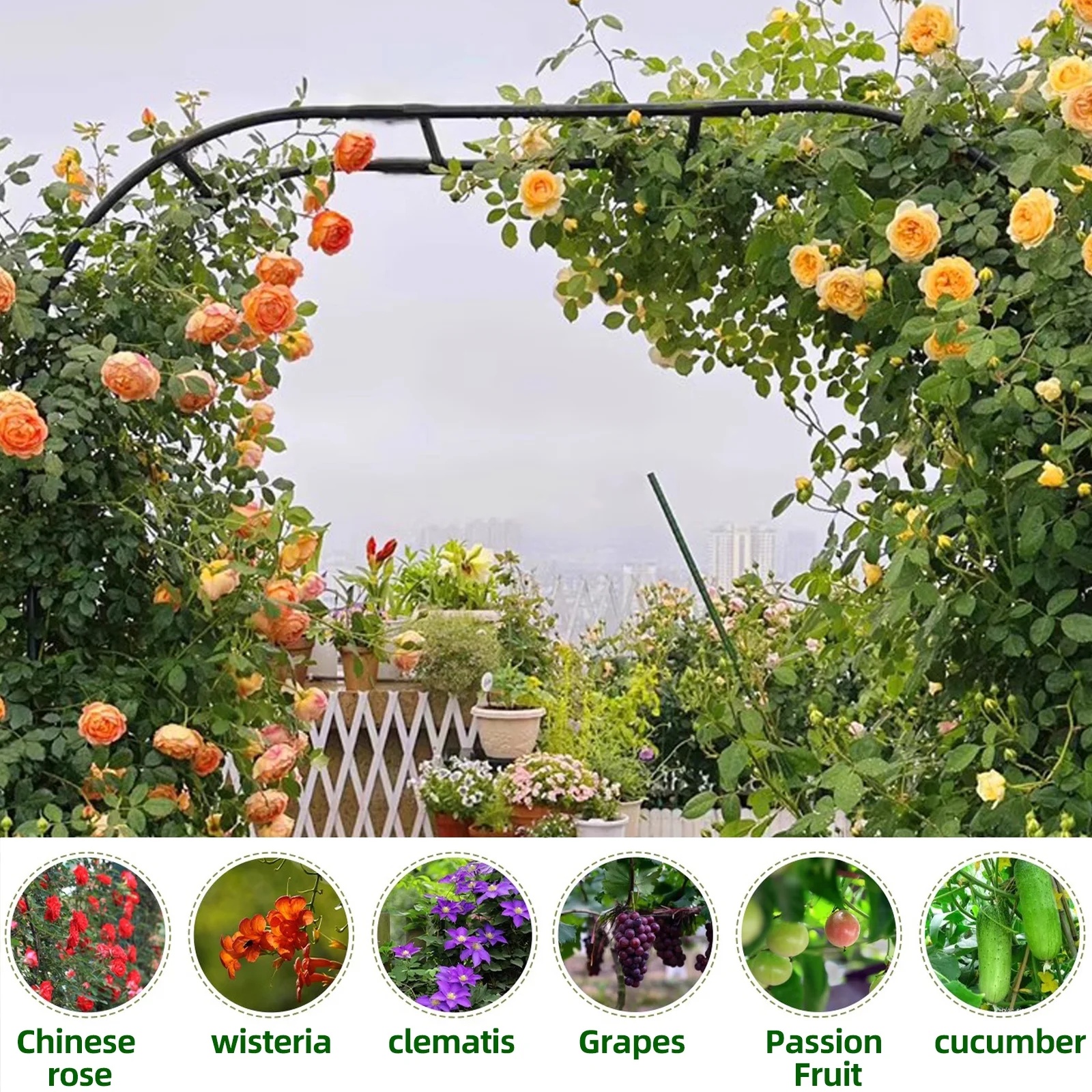 Garden Arch Trellis - Length: 126in, Height: 94.5in Garden Arch Arbor Trellis for Climbing Plants Outdoor - Garden Arch for Lawn, Party, Ceremony Wedding Decoration - Image 6