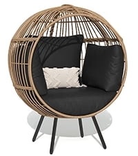 DWVO Wicker Egg Chair, Oversized Indoor Outdoor Lounger for Patio, Backyard, Living Room, Beige - Image 12