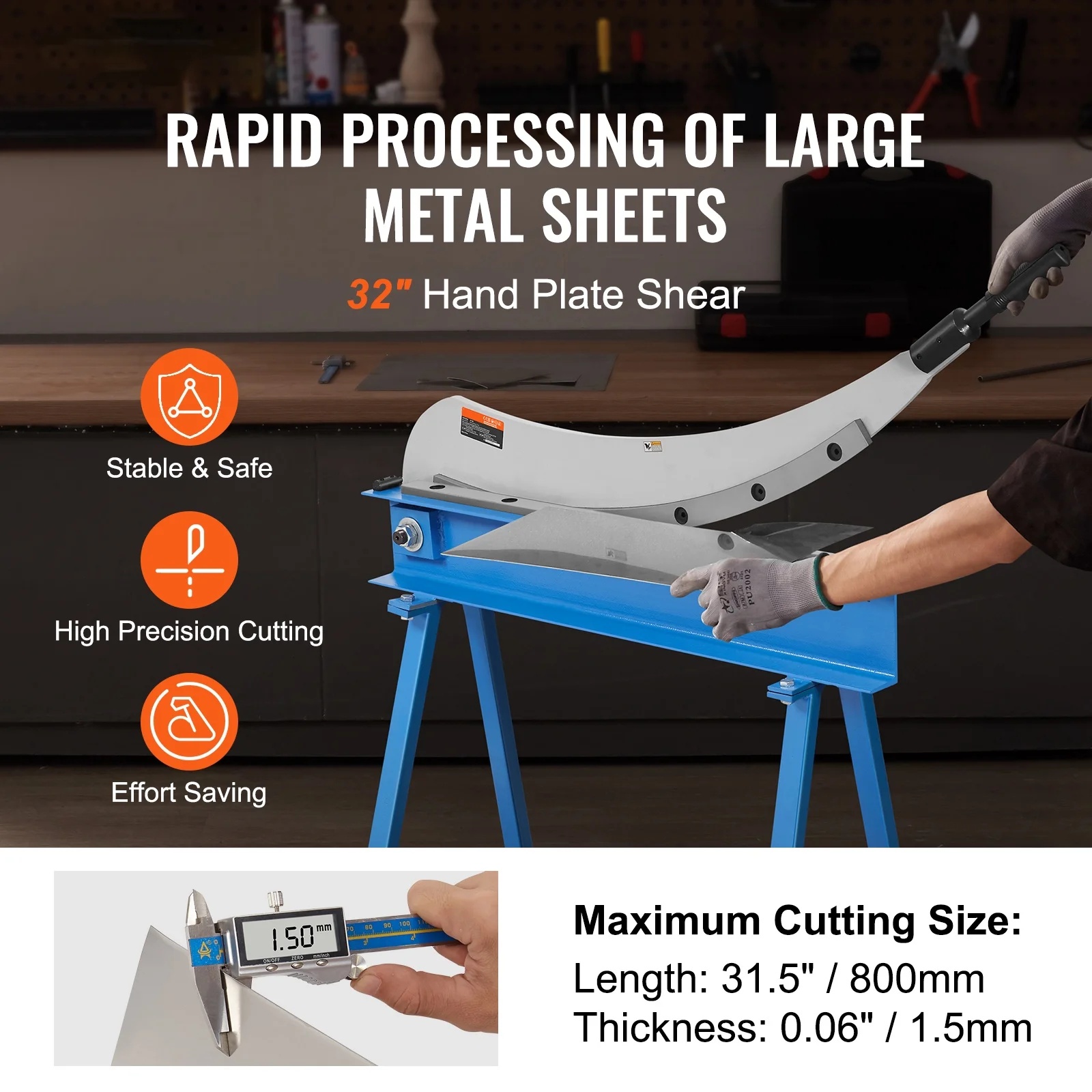 BENTISM 32" Manual Hand Plate Shear Machine Benchtop Cutter Metal Sheet Processing - Image 2