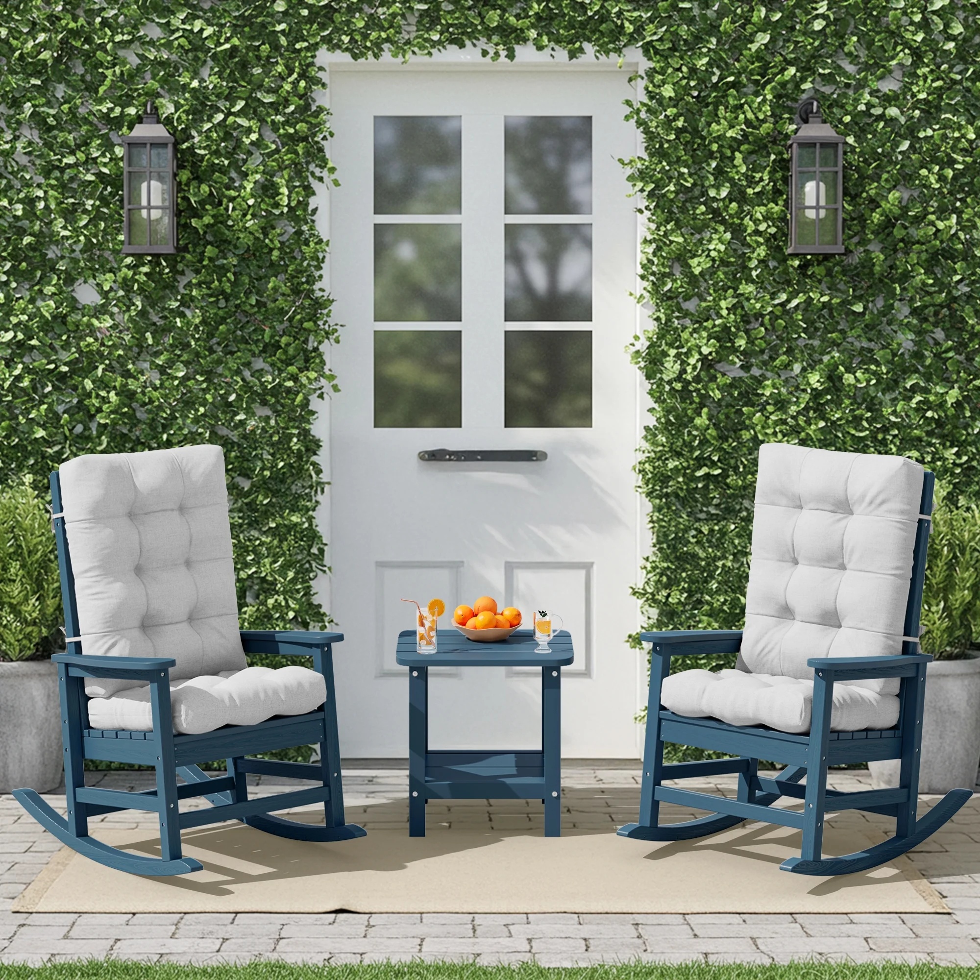 KINGYES HDPE Outdoor Rocking Chairs Set of 2,HDPE Patio Rocker for Porch,Black - Image 25