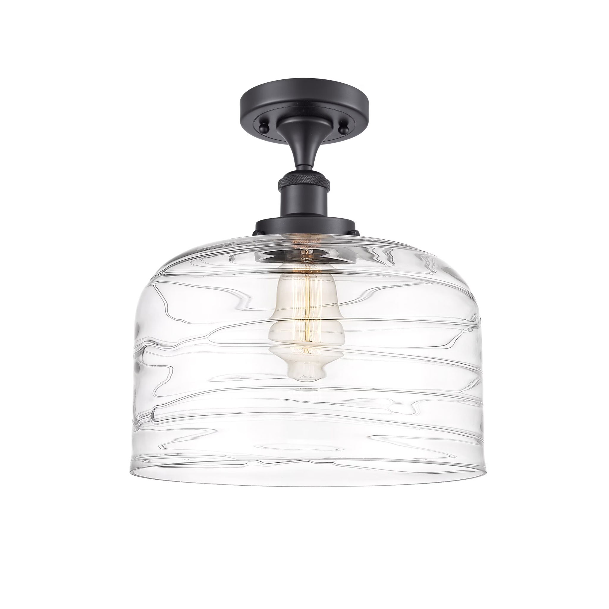 Innovations Lighting Ballston Urban Bell - 1 Light 12" Semi-Flush Mount Brushed Brass/Matte White - Image 3