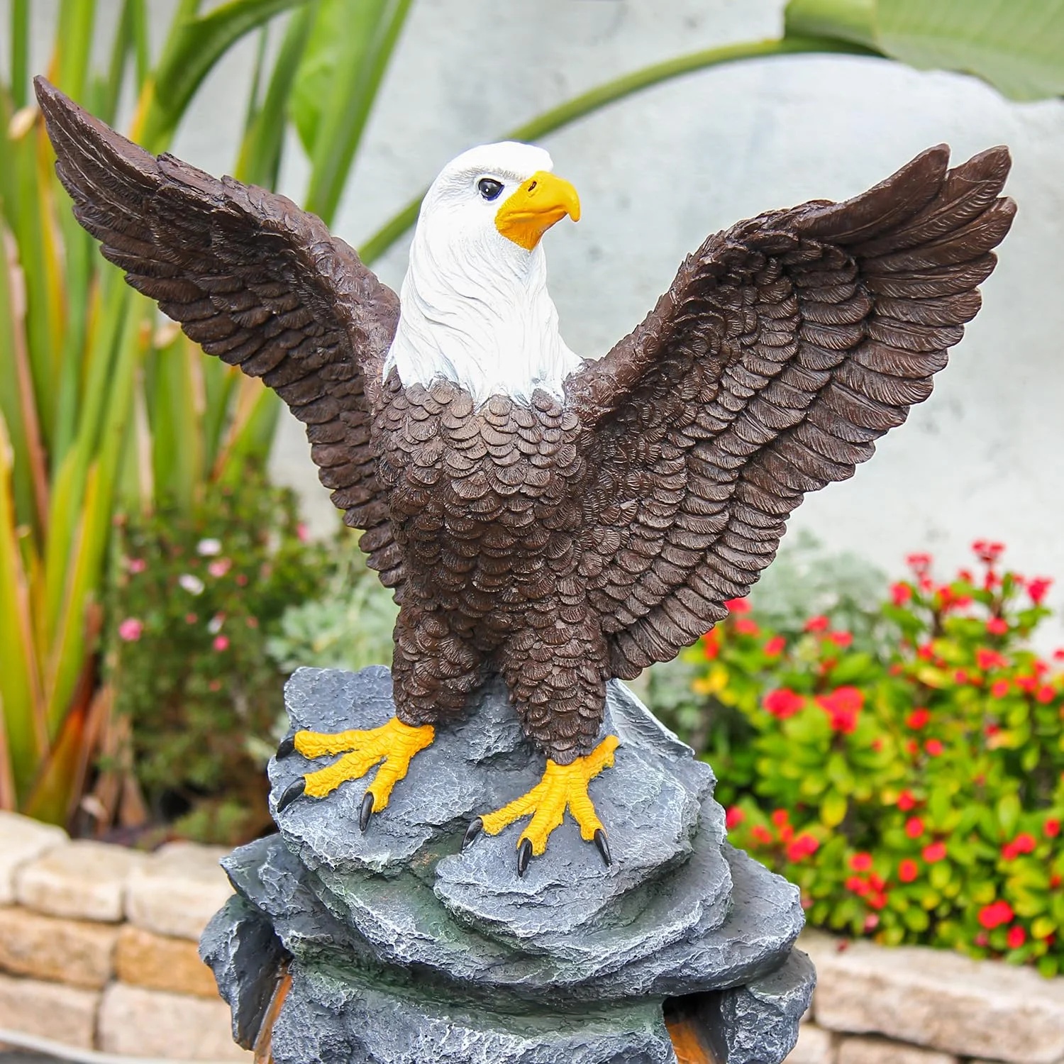 Bald Eagle Statue Outdoor Fountain Tiered Cascading Rock Water Feature for Garden Patio Backyard Porch Deck 38.58" Tall Outdoor Waterfall Sculpture Elegant Garden Decor - Image 6