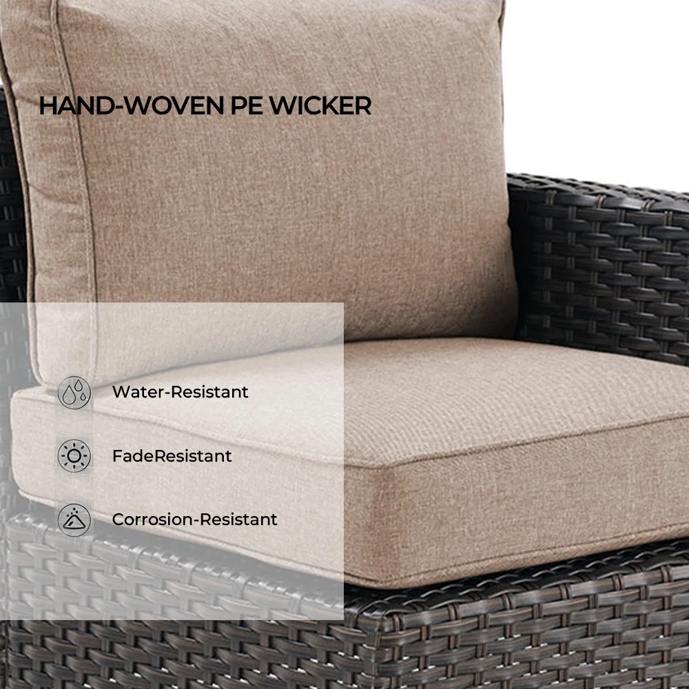 Grand Patio Outdoor Furniture, Patio Wicker Sectional Sofa Modular Furniture Set, Left Arm Sofa, Beige - Image 8