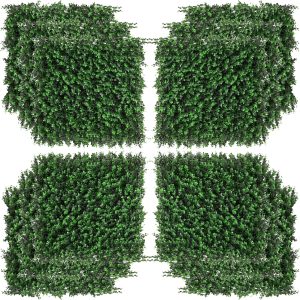 DUOSONG Outsunny Grass Wall Panels, 20" X 20" Artificial Grass Wall Decor,Greenery Backdrop Panels Wall For Outdoor, Indoor, Garden, Fence, Backyard, Fresh Green Green POLYETHYLENE Garden & Outdoor