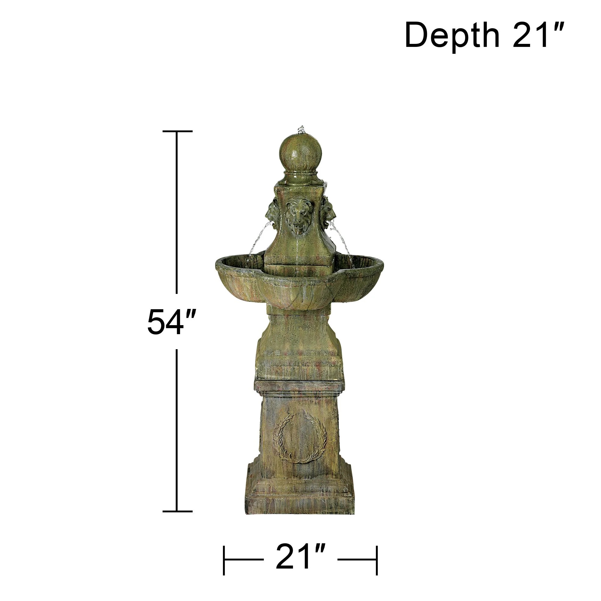 Royal Lion 54" High Large Italian Outdoor Decor Faux Stone Floor Fountain Pedestal Outside Garden Patio Yard - Image 5