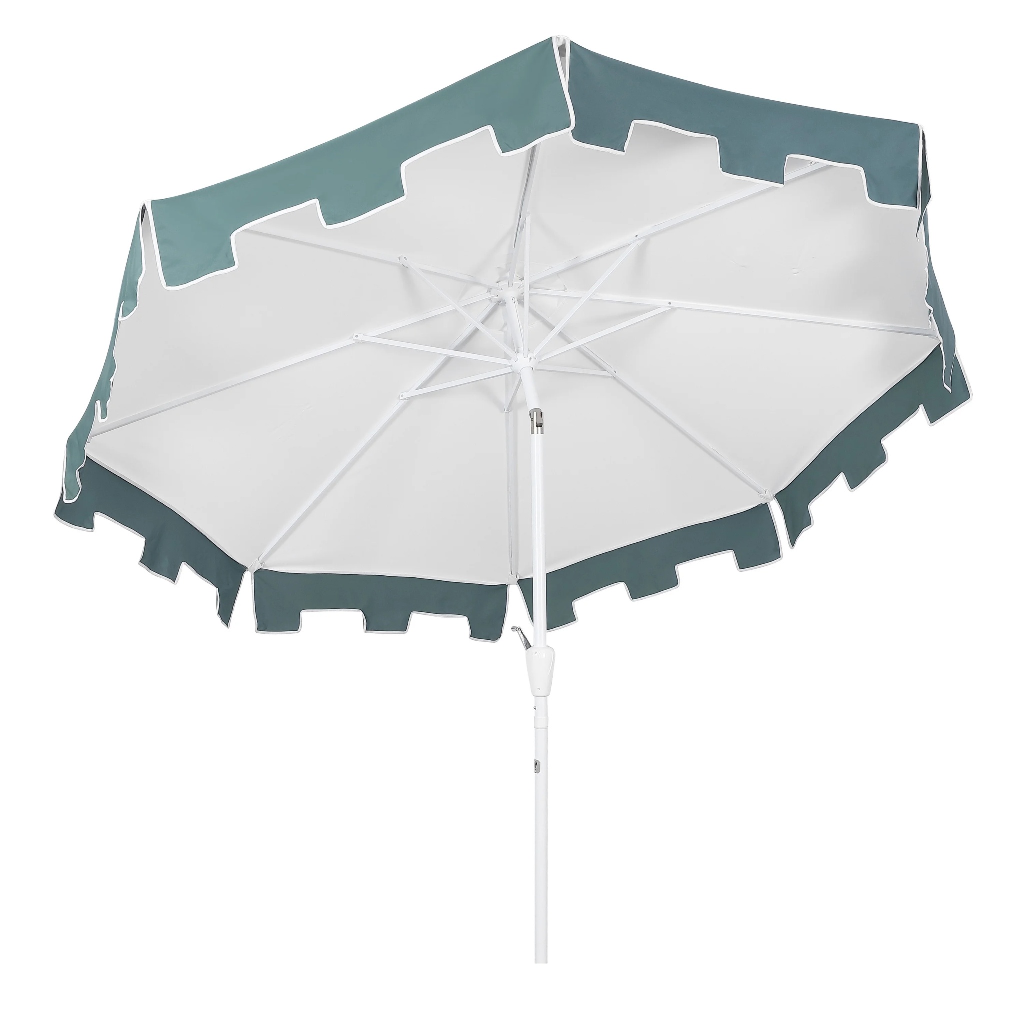 JONATHAN Y Baiona 9 ft. Market Patio Umbrella, Classic Mid-Century with UV Protection, Auto-Tilt, Crank and Wind Vent, White/Coral Pink - Image 18