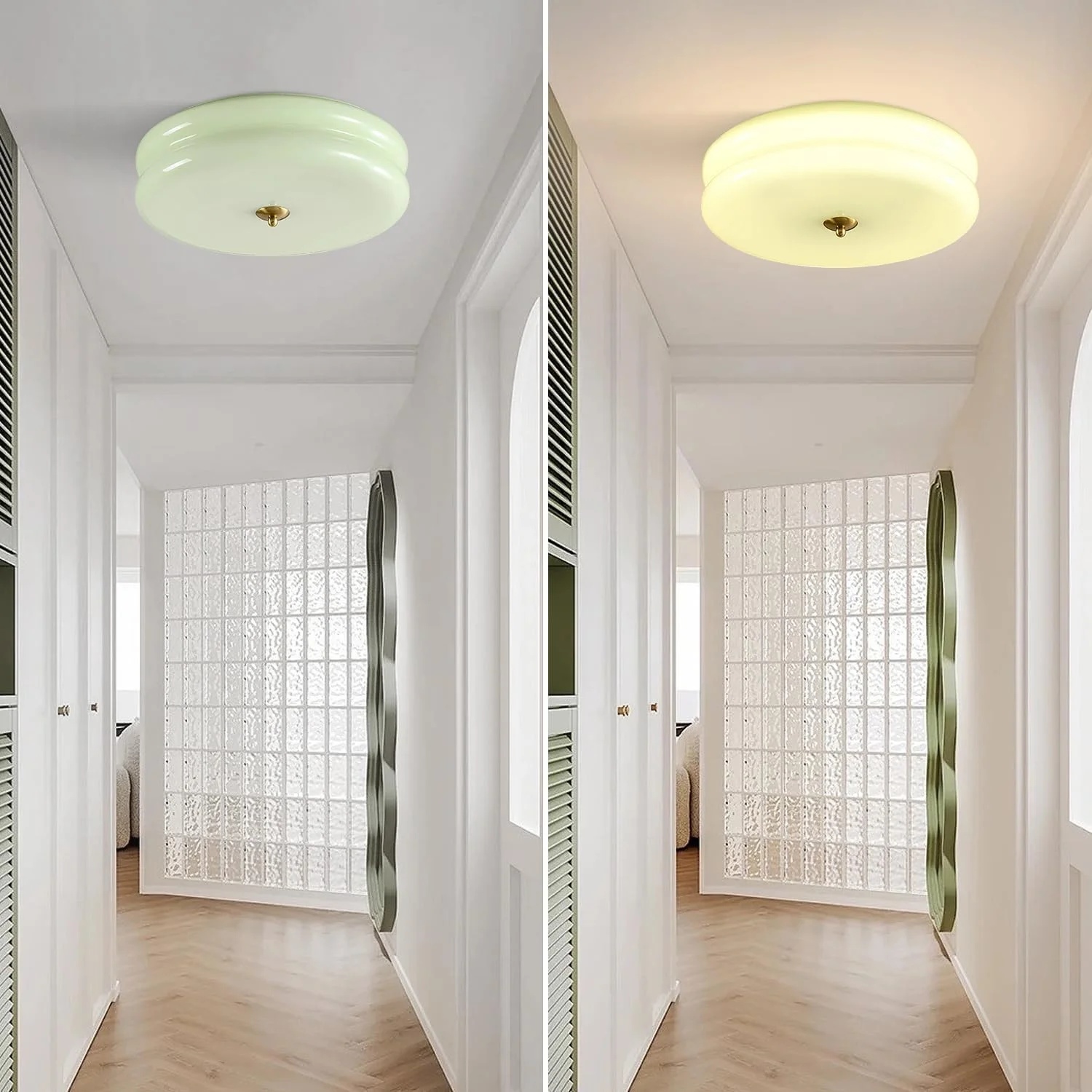 KCO Lighting Mid Century Modern LED Ceiling Lights Mint Green Glass Ceiling Lamp Large Hallway Ceiling Light - Image 4
