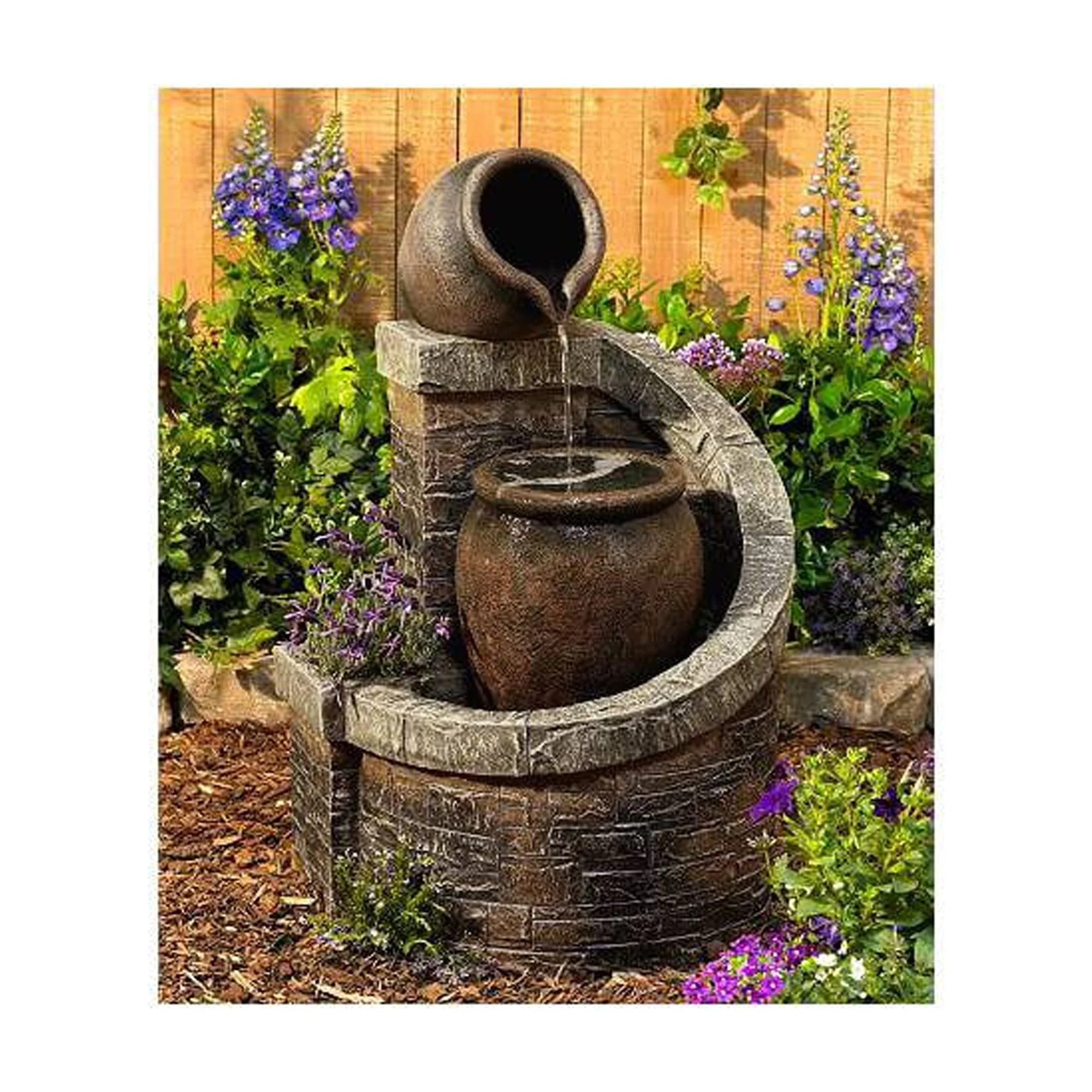 Two Jug 35" High Large Rustic Indoor Outdoor Decor Faux Stone Floor Fountain with Light LED Outside Garden Patio - Image 9
