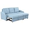 Churanty Upholstery Sleeper Sectional Sofa Pull Out Bed with Storage Chaise,Gray - Image 12