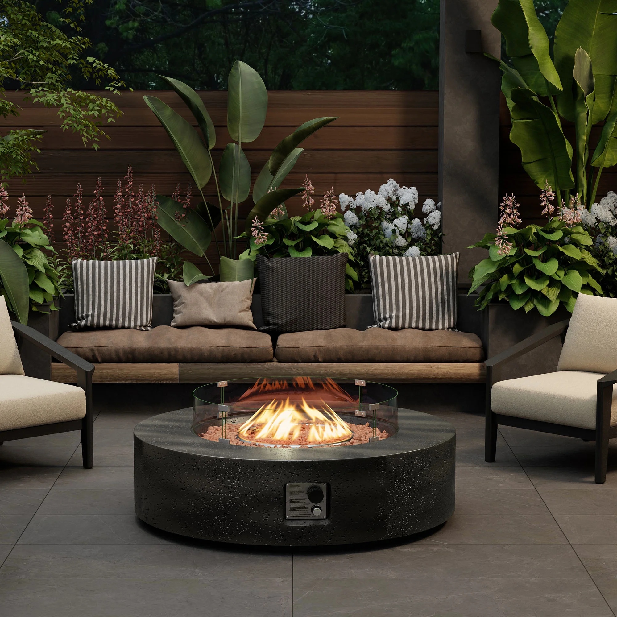 VENTOPYR 40.5-inch Outdoor Propane Fire Pit Coffee Table w Concrete Round Base Patio Heater, 50,000 BTU Stainless Steel Burner, Free Lava Rocks, Wind Guard, Rain Cover - Image 23